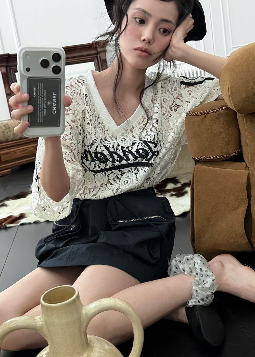 221294 V領Lace Tee