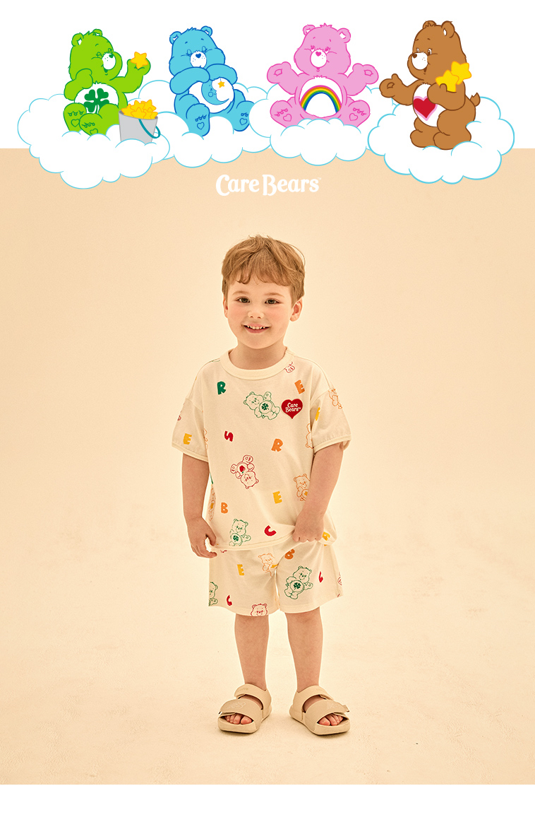 ☀️預訂 韓國直送☀️🇰🇷正版Care Bears小熊字母滿印短袖上下套裝