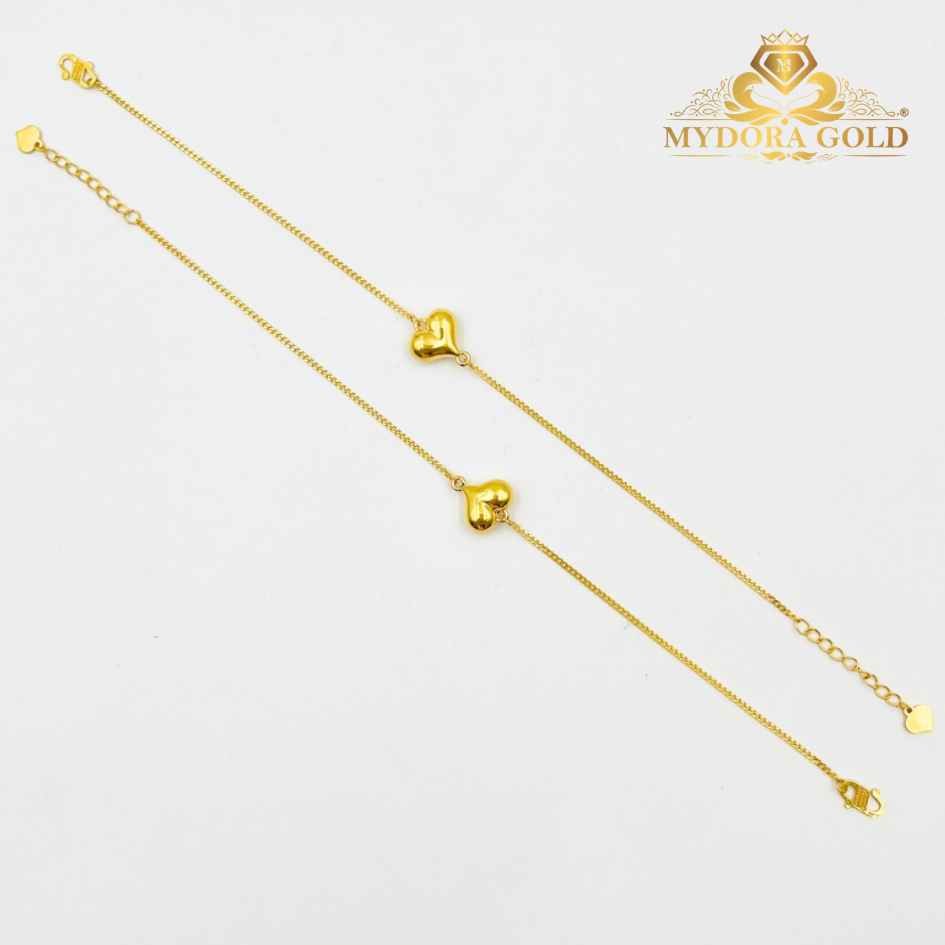 MYDORA Rantai Tangan Mesin + Love Gemuk Licin l EMAS 916/22K