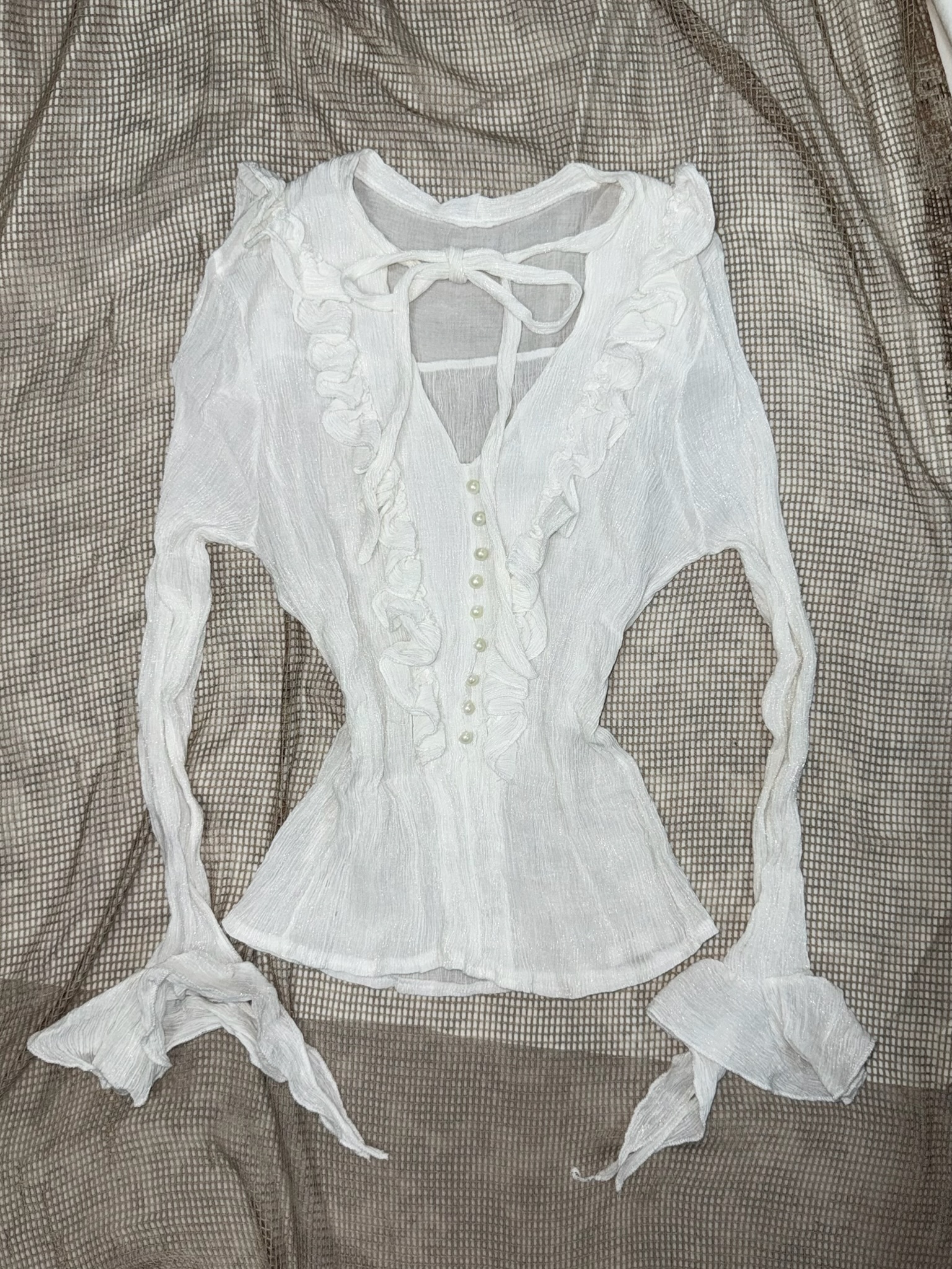 White Ruffled Peplum Blouse