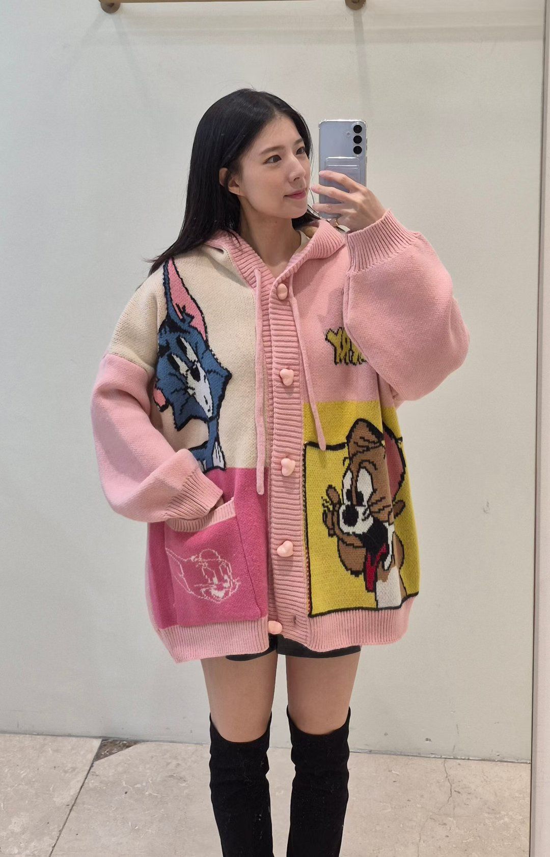 韓國東大門🌸 new design🌸 New 후드 톰가디건 Tom & Jerry Knitted Hoodie Cardigan