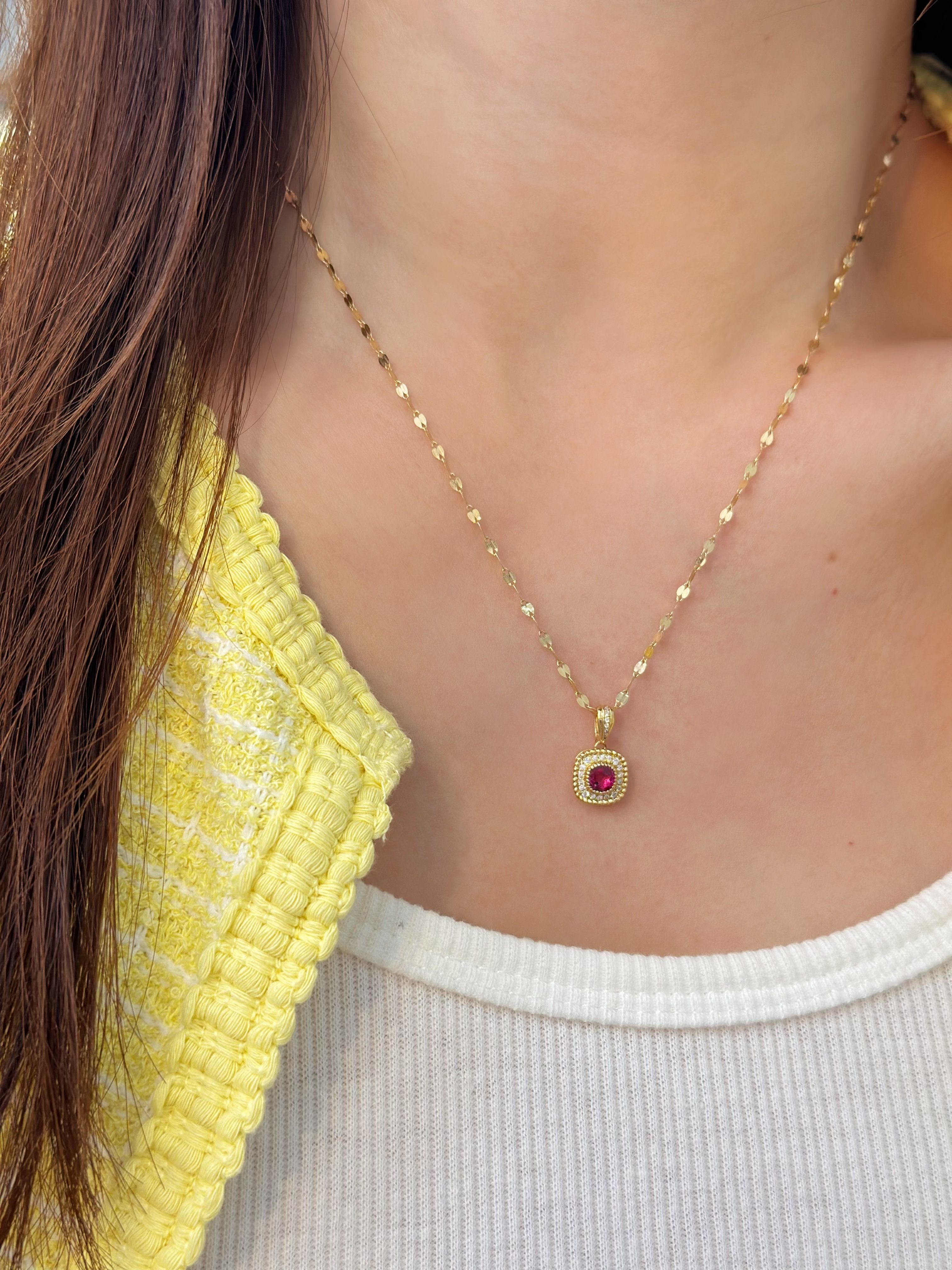 Ruby Diamond Halo Pendant N031237