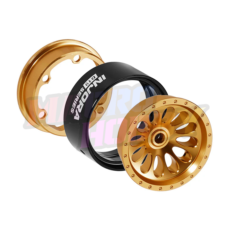 INJORA 0.7" D19 Ripple Aluminum Wheels for 1/30 SCX30 (W7005) Gold #530391