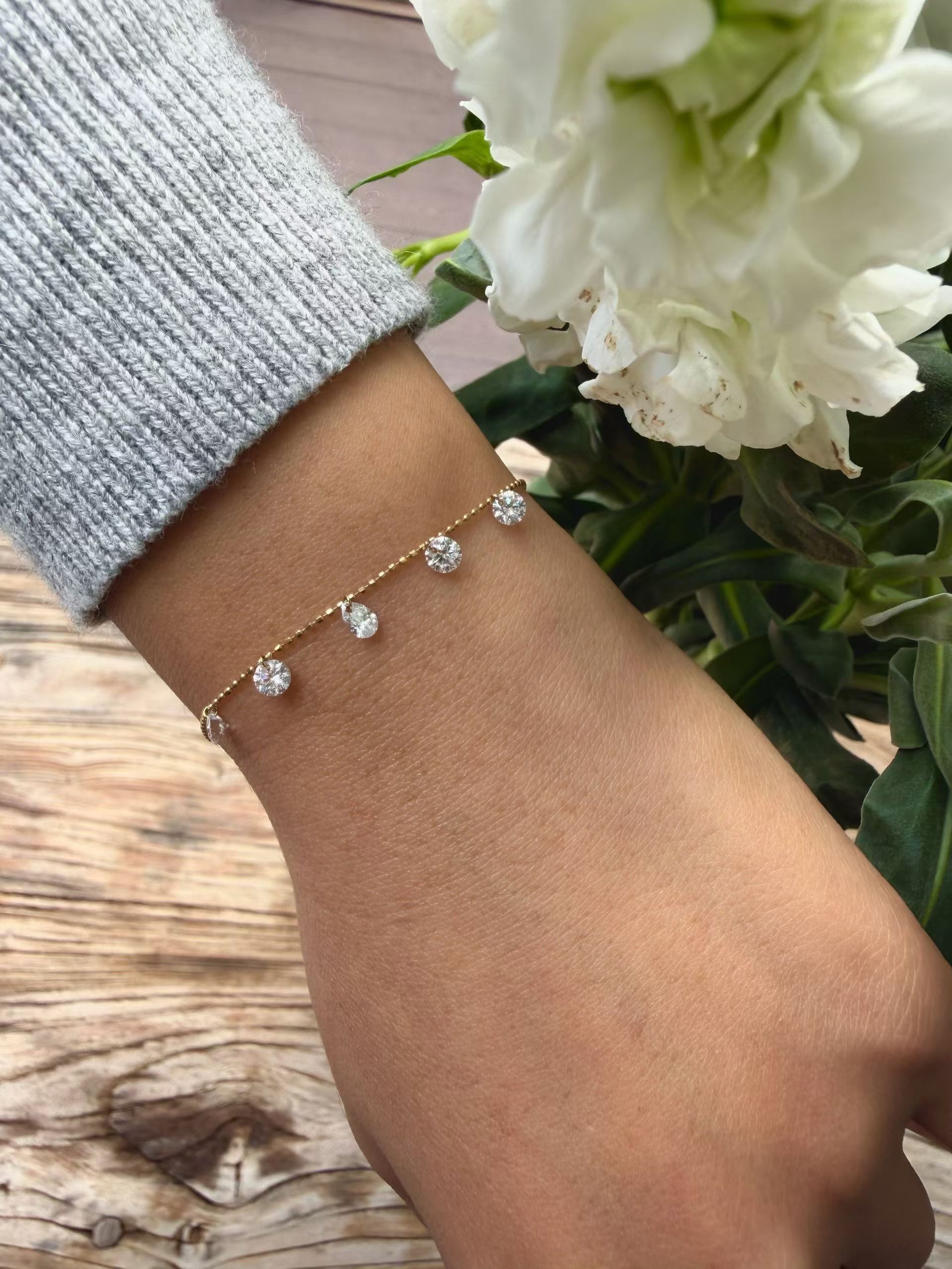 18K培育鑽石手鏈 D:0.775ct/5