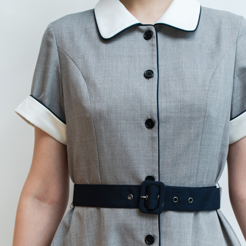 (Last Vest S)1950s Vogue Lady Half Way Button Up Dress -Vest(FM178)
