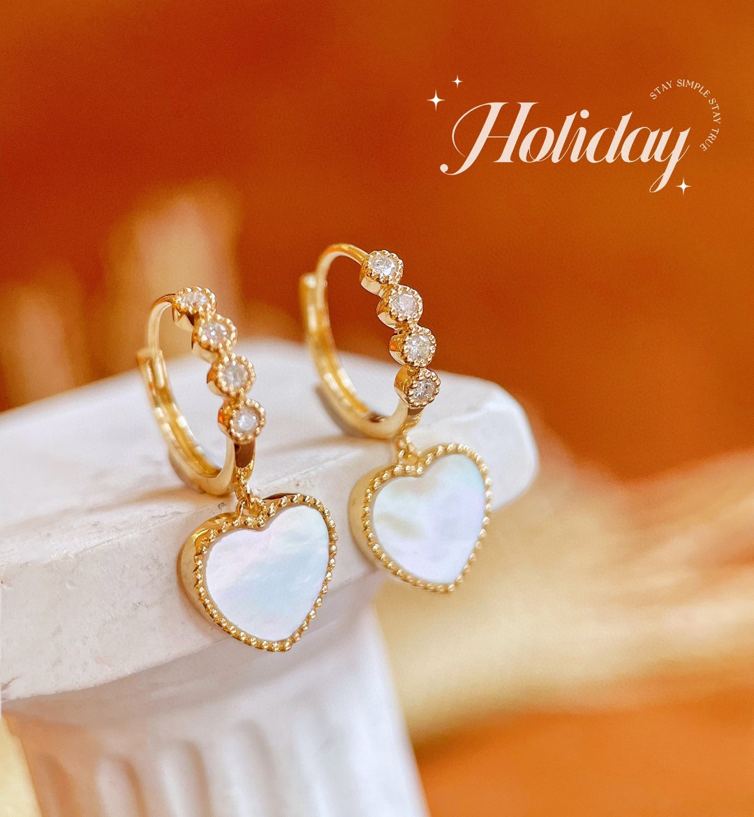18K Mother of Pearl Diamond Earrings 