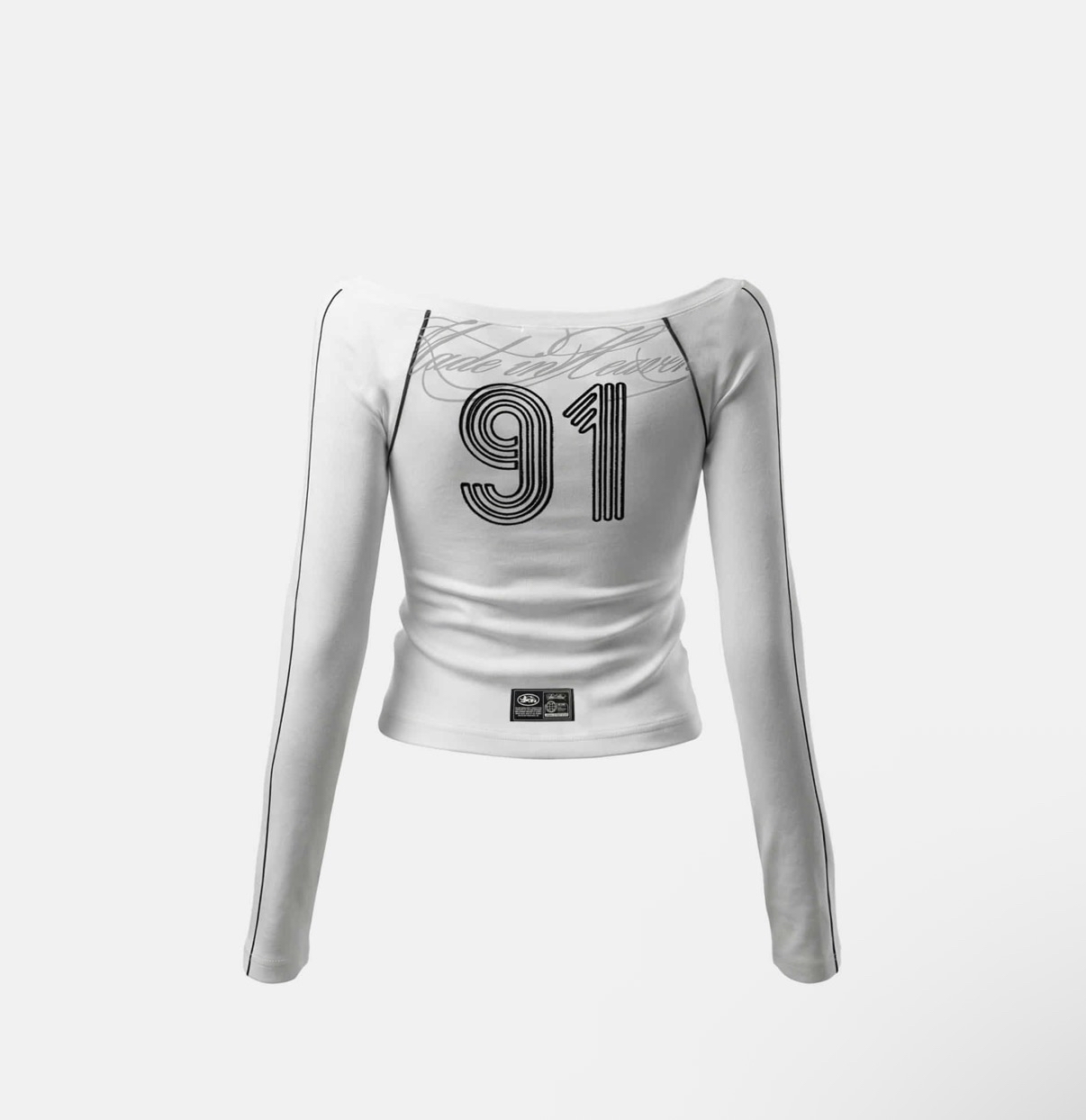 BADBLOOD新款[w-tee26-160] 90s Vintage Club Off-Shoulder Jersey Long Sleeve - White