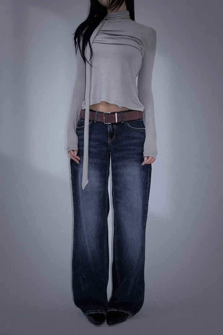 Low-Rise Washed Denim