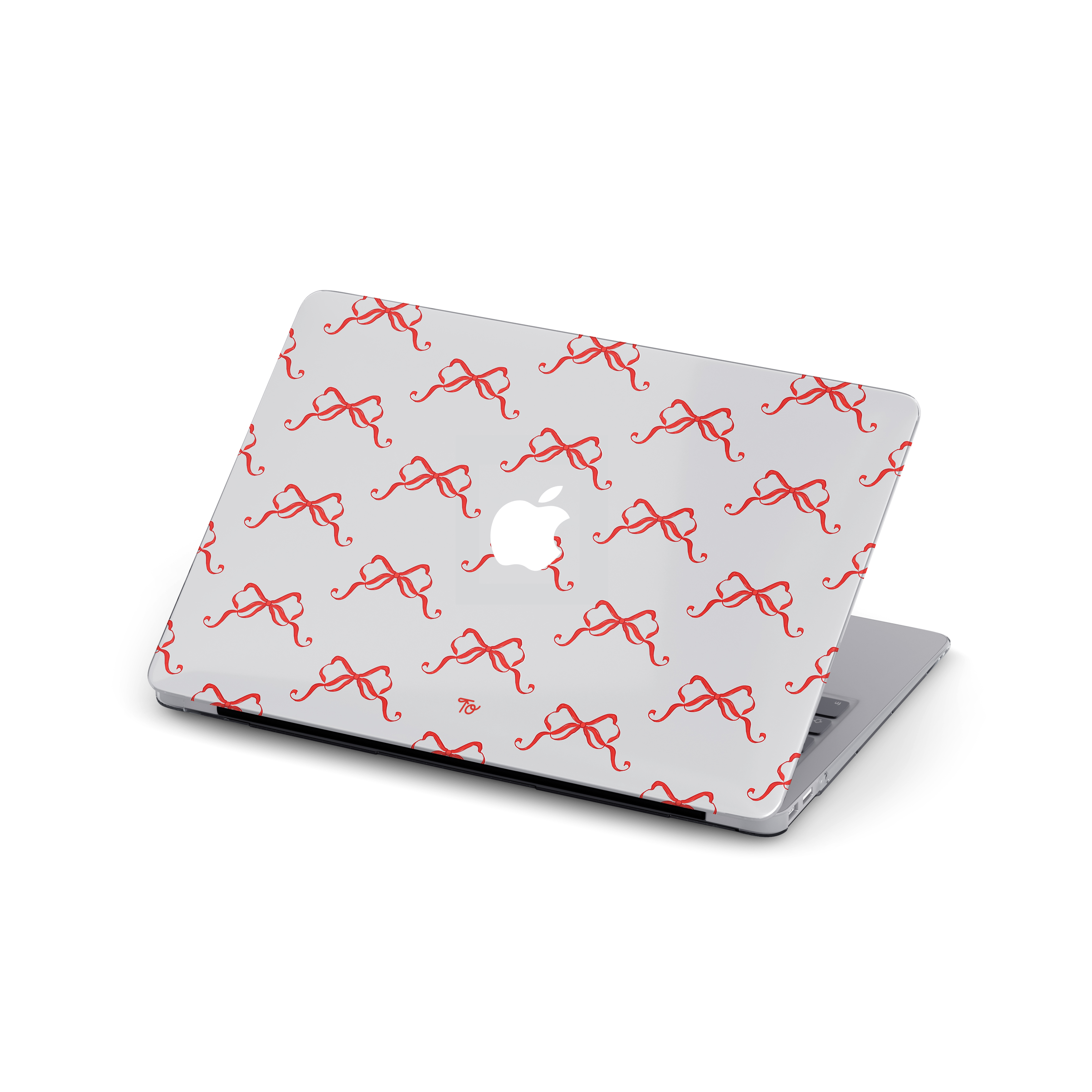 【Burgundy Ribbons in Full Printing】Transparent MacBook Protective Case