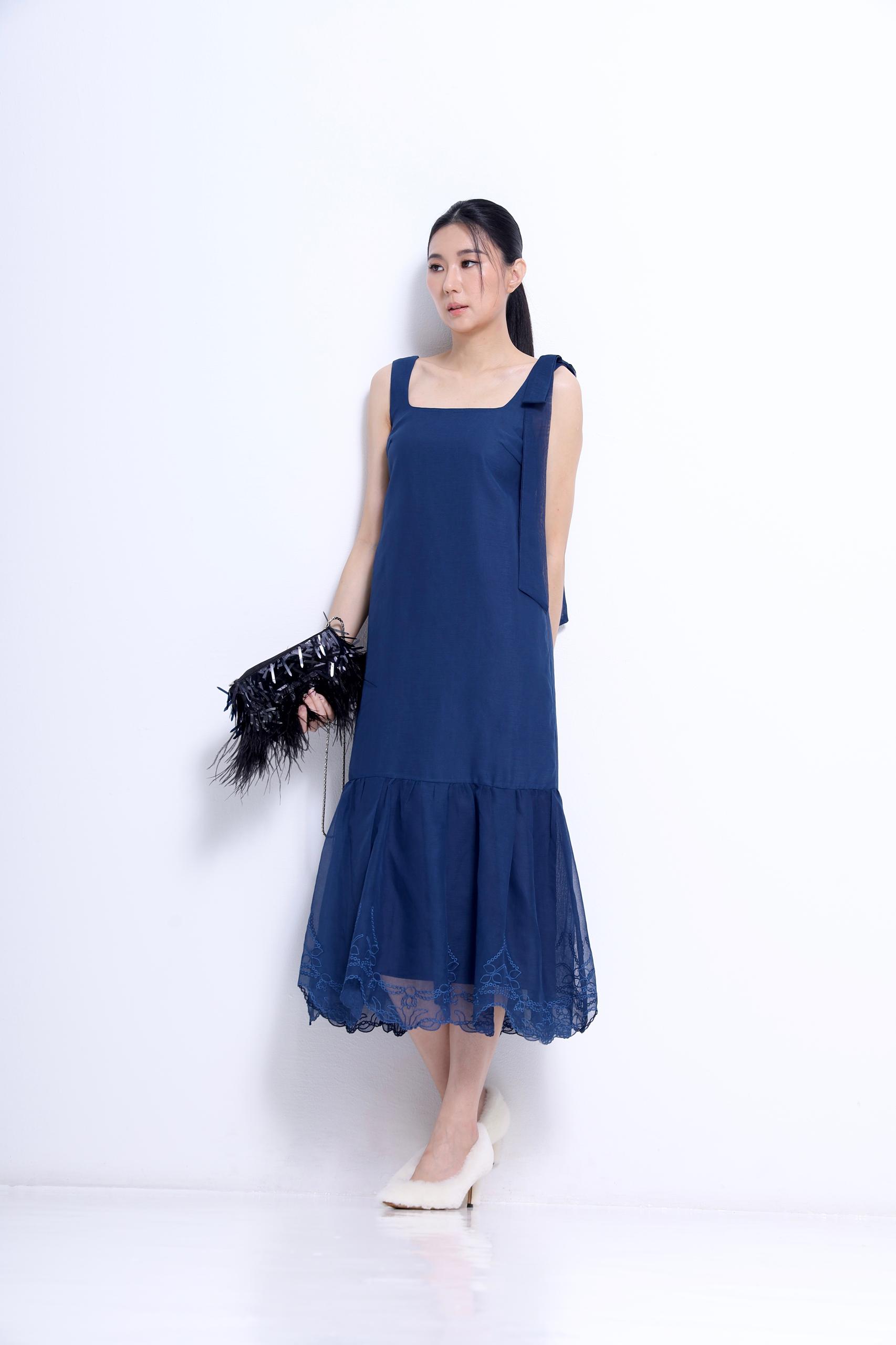 CD2152 PHEONY MESH ORGANZA EMBD DRESS
