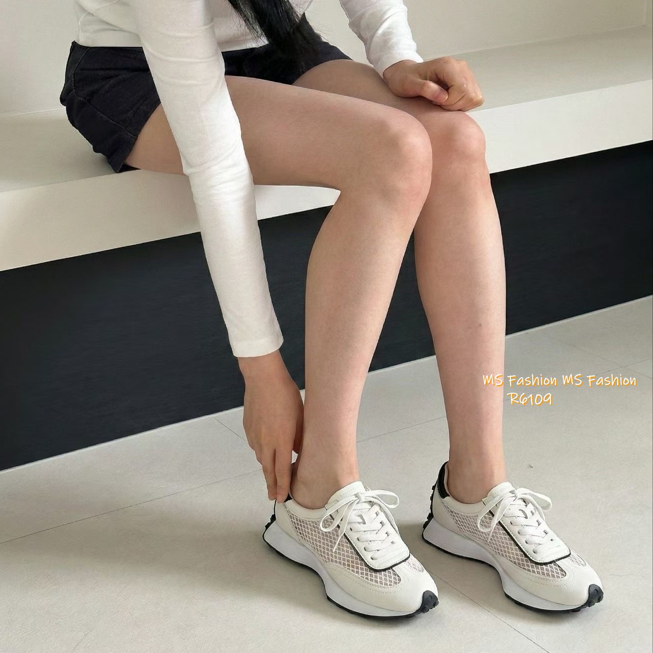 R6109 韓國🇰🇷真皮拼網料sneakers