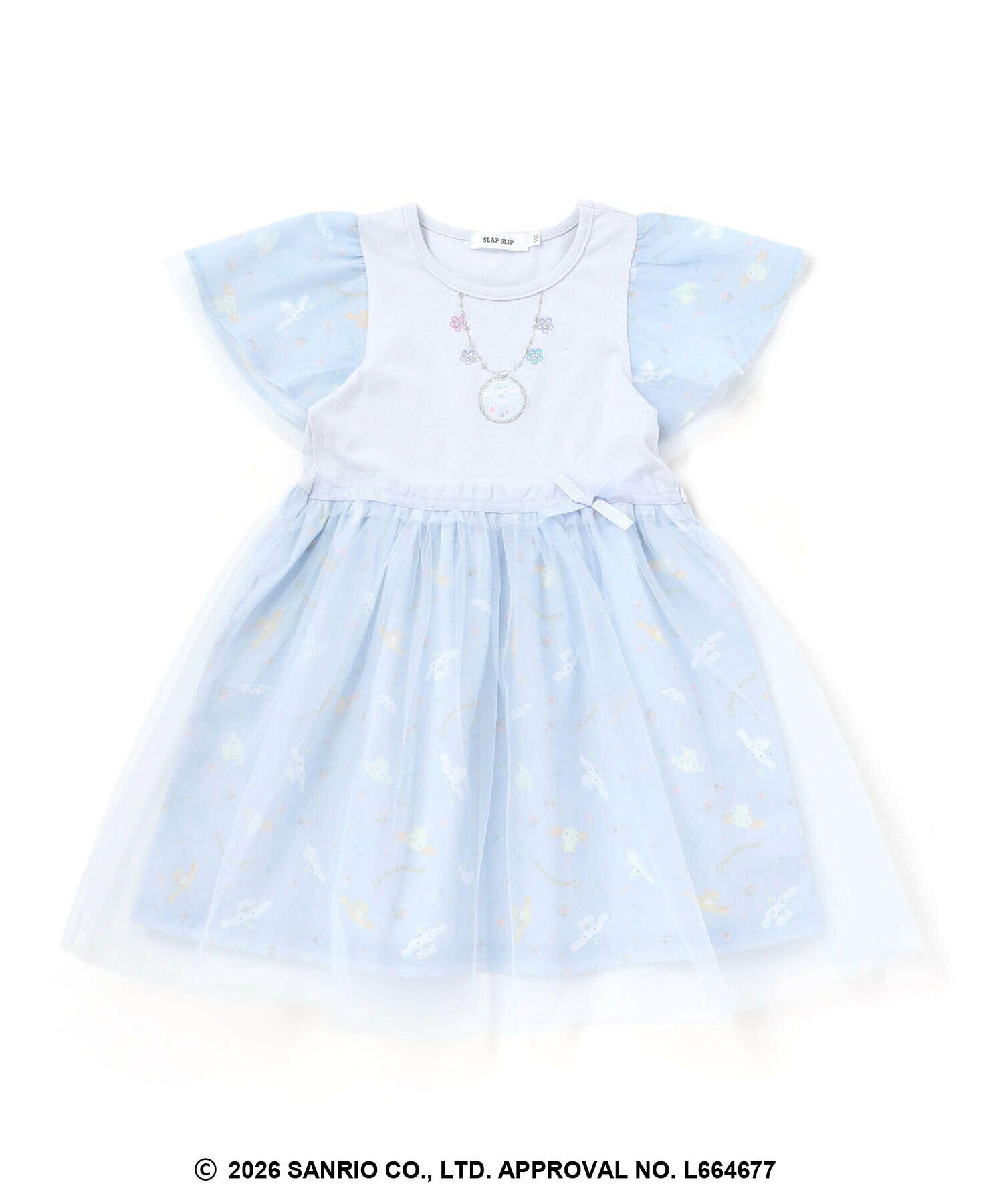 🇯🇵預訂 日本直送🇯🇵Slap Slip x Sanrio系列兩色人物印花頸鏈刺繡薄紗短袖連身裙