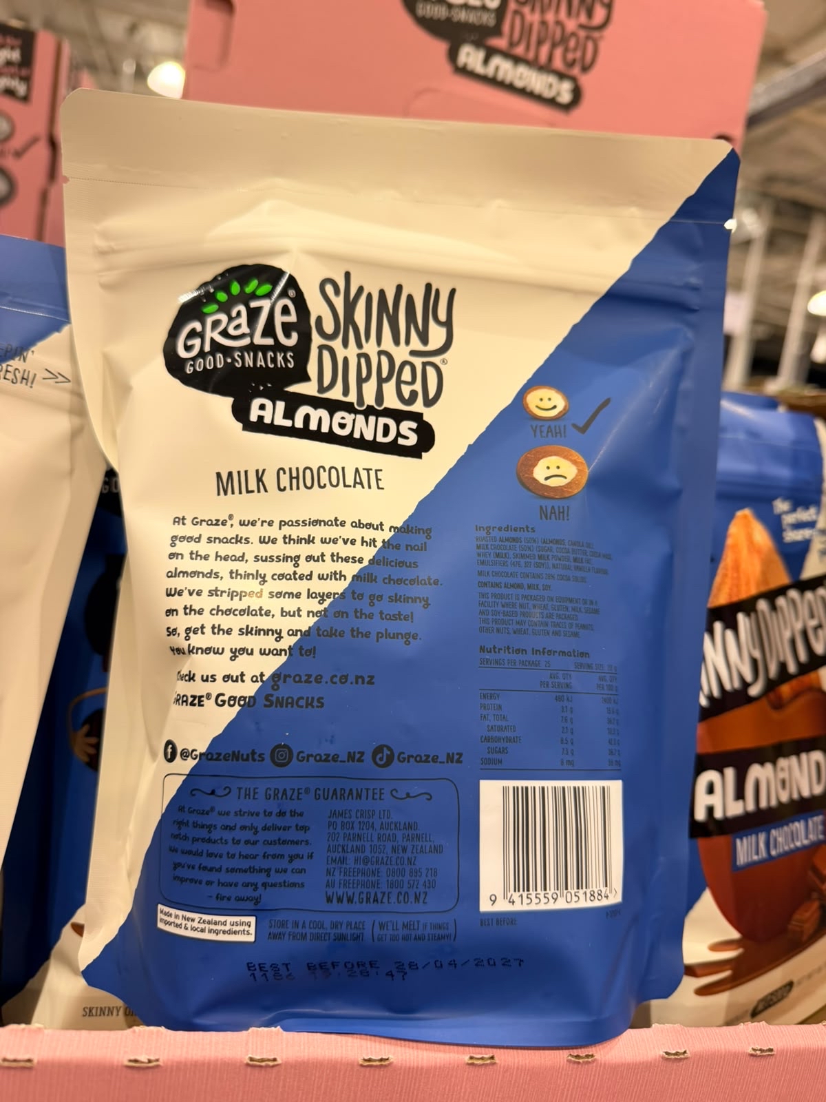 澳洲Costco直送  Skinny Dipped 杏仁牛奶巧克力 -500g