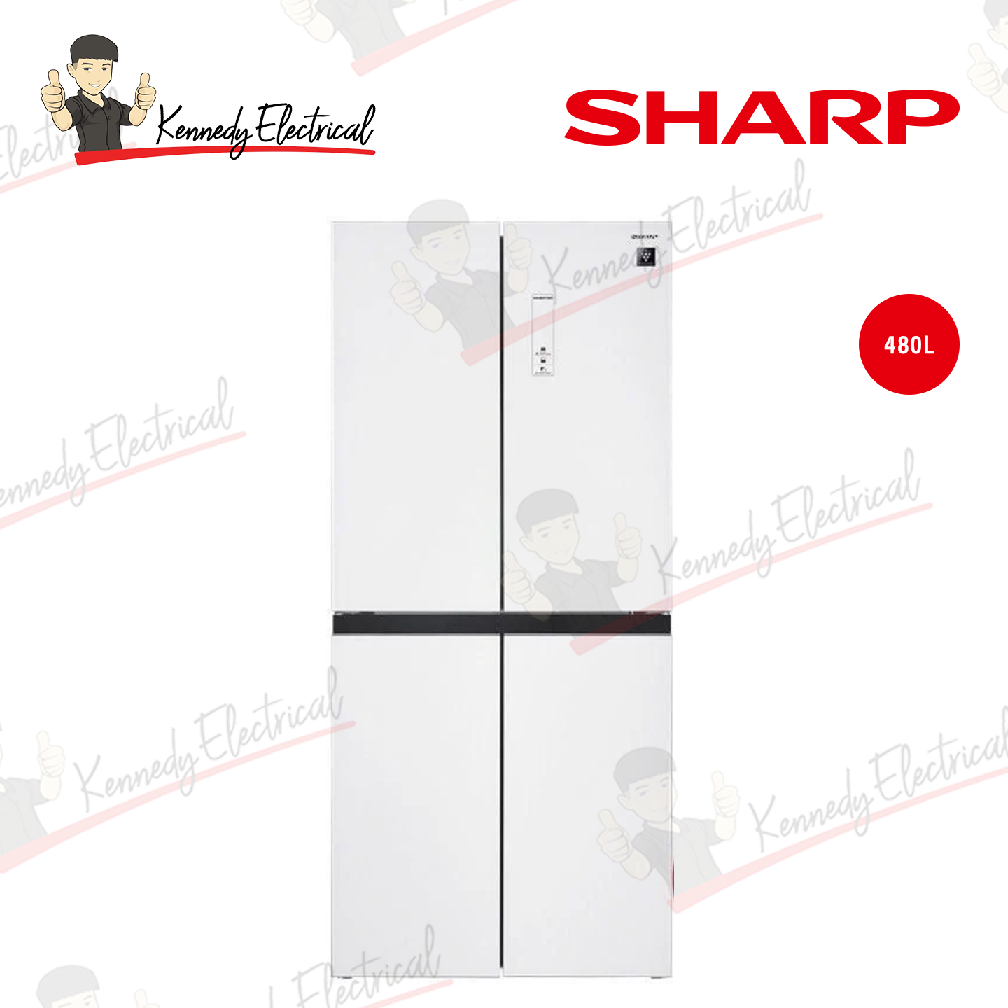 Sharp 480L Glass Door 4-Door French Refrigerator (SJF489GW)