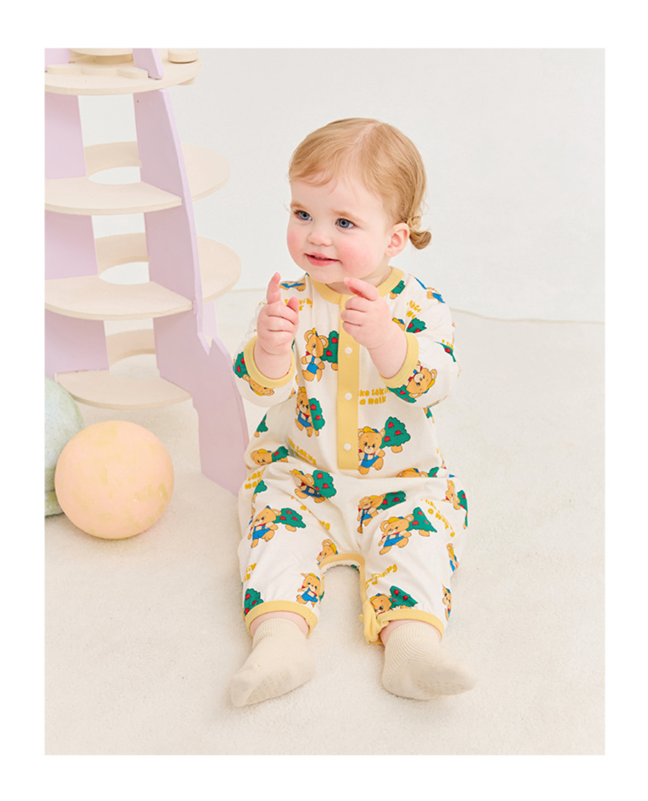 🌸預訂 韓國直送🌸🇰🇷Milk Baby兩色小熊滿印長袖連身服