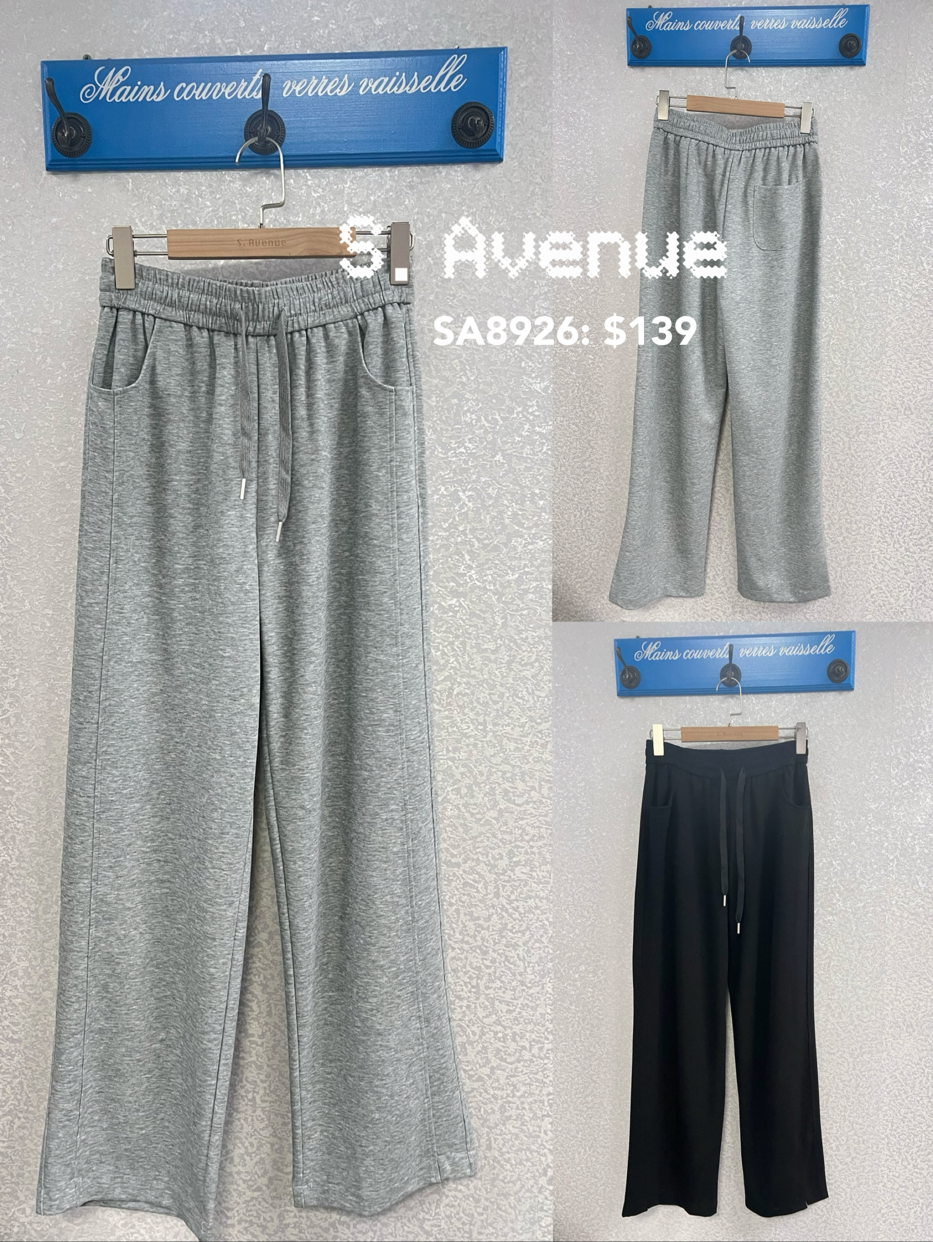 SA8926: 橡筋腰側有骨下開小叉薄長褲