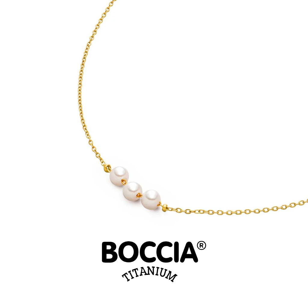 Boccia Titanium 08097-02 鈦金屬 / 鍍金/ 珍珠項鍊 