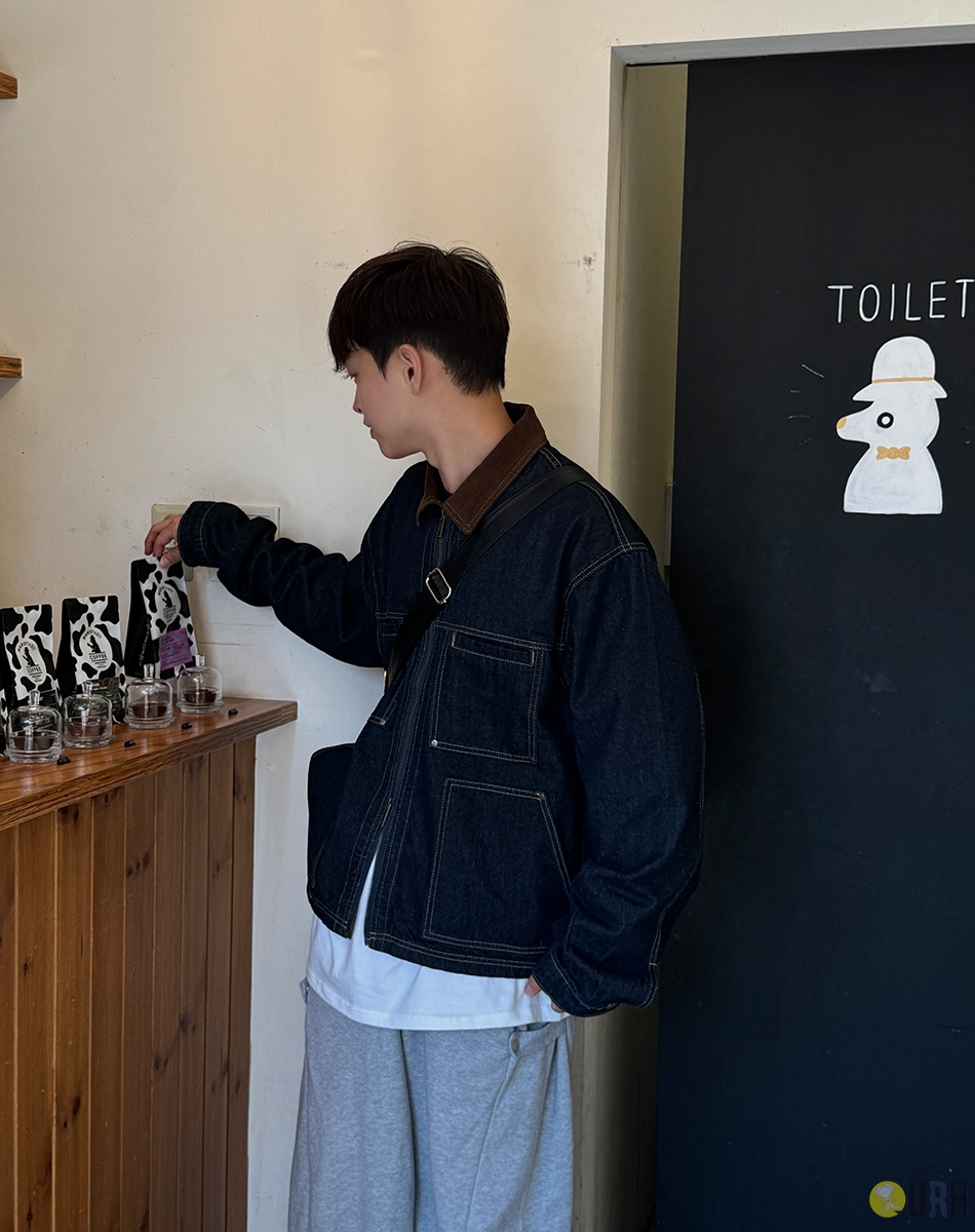 【100%保證韓國直送】經典燈芯絨翻領雙向拉鍊牛仔工裝外套 [2 color] RF1229897