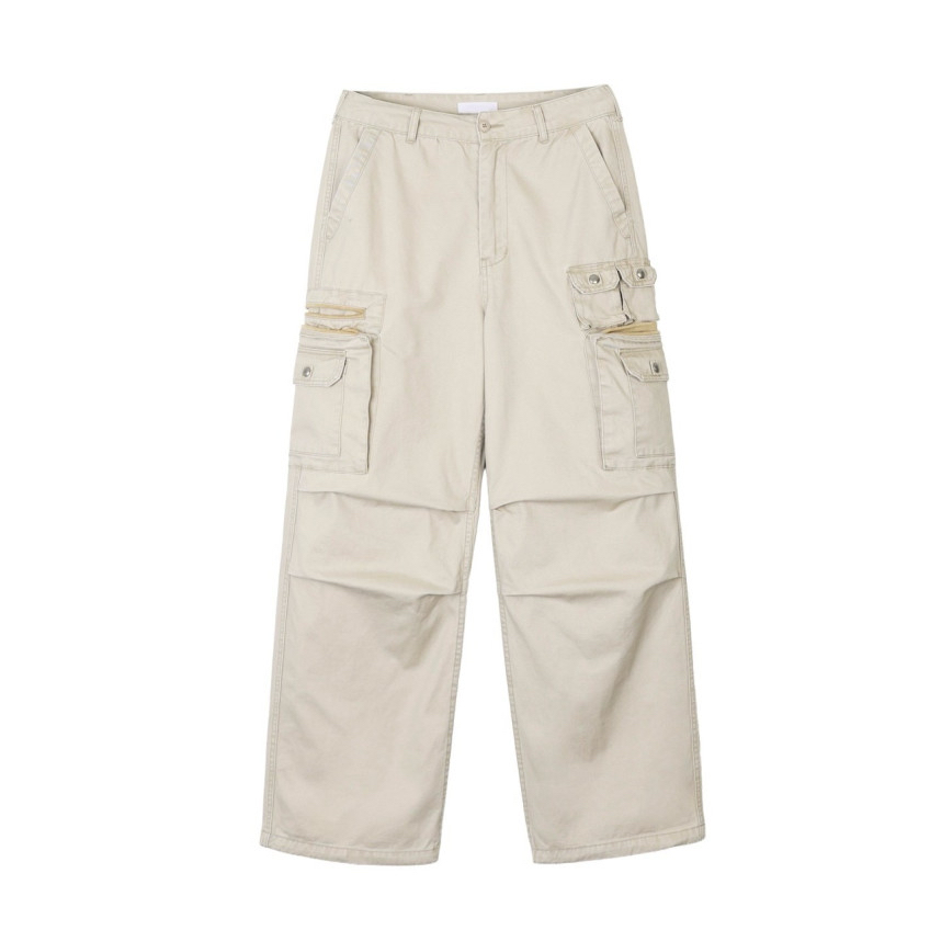 Cotton Wide-Leg Cargo Pants(Unisex)