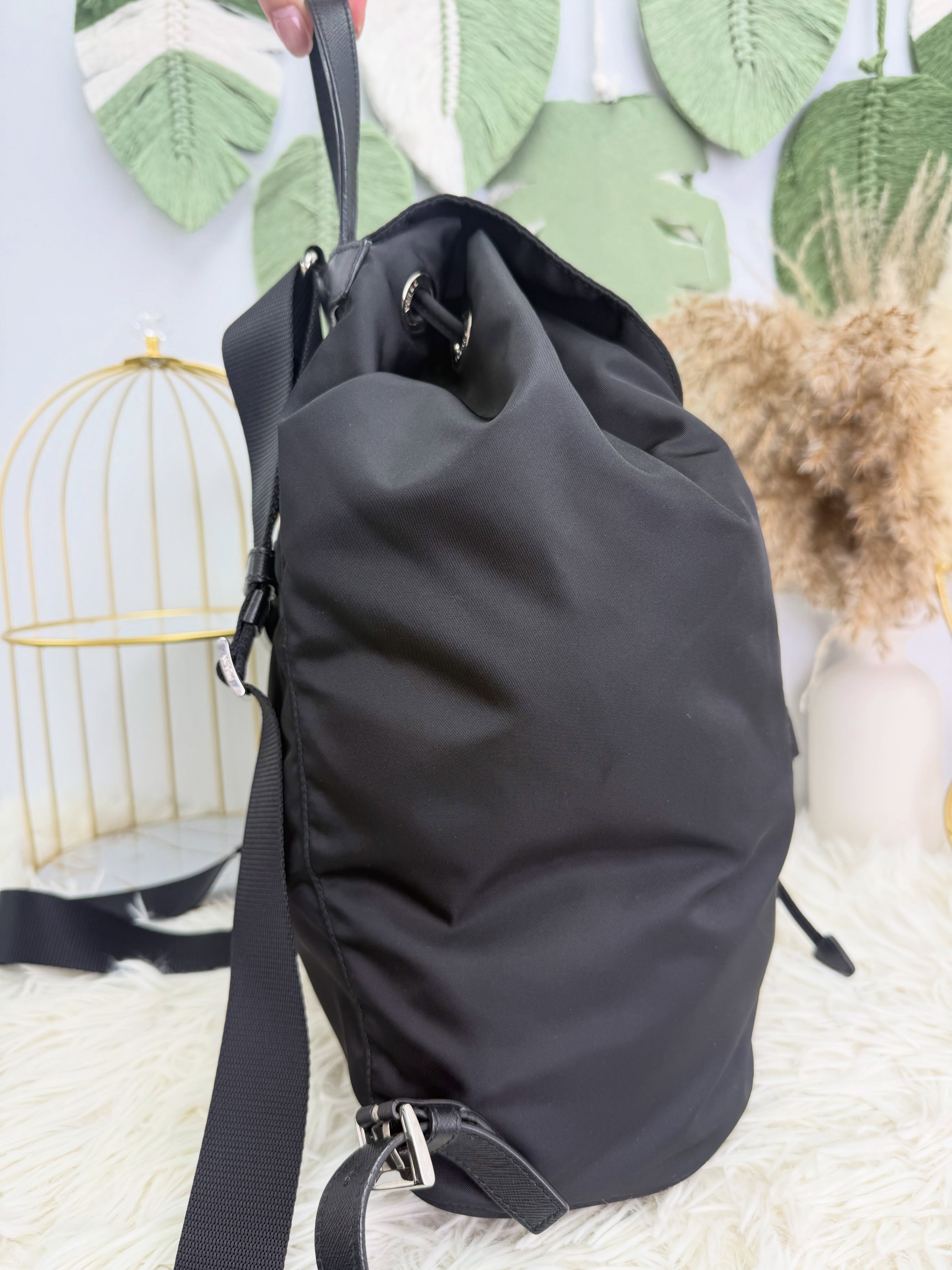 Prada👜 PRE OWNED 🛍️黑色尼龍書包🖤 