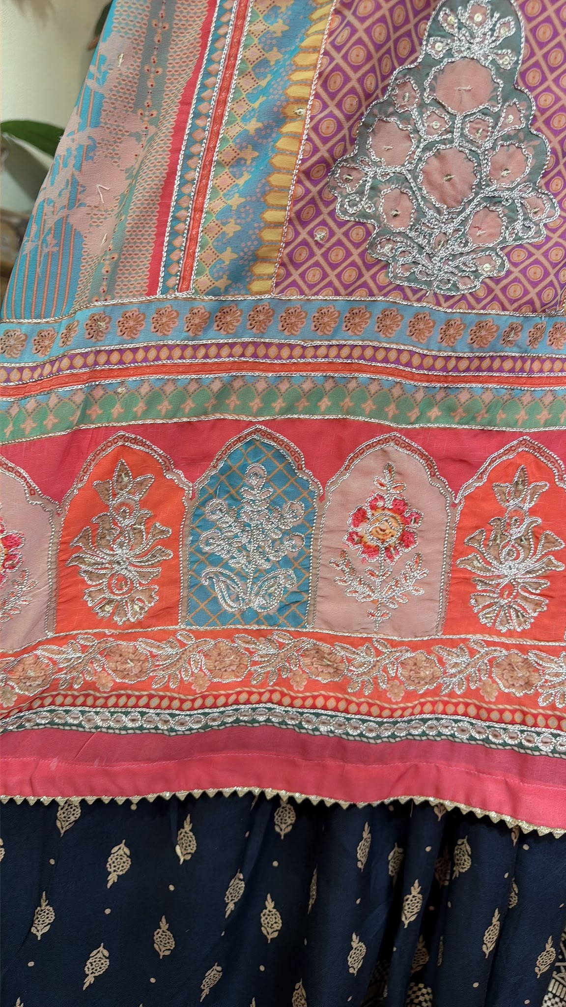 2900 Indian Temple Vintage Full Golden Emb Kurta