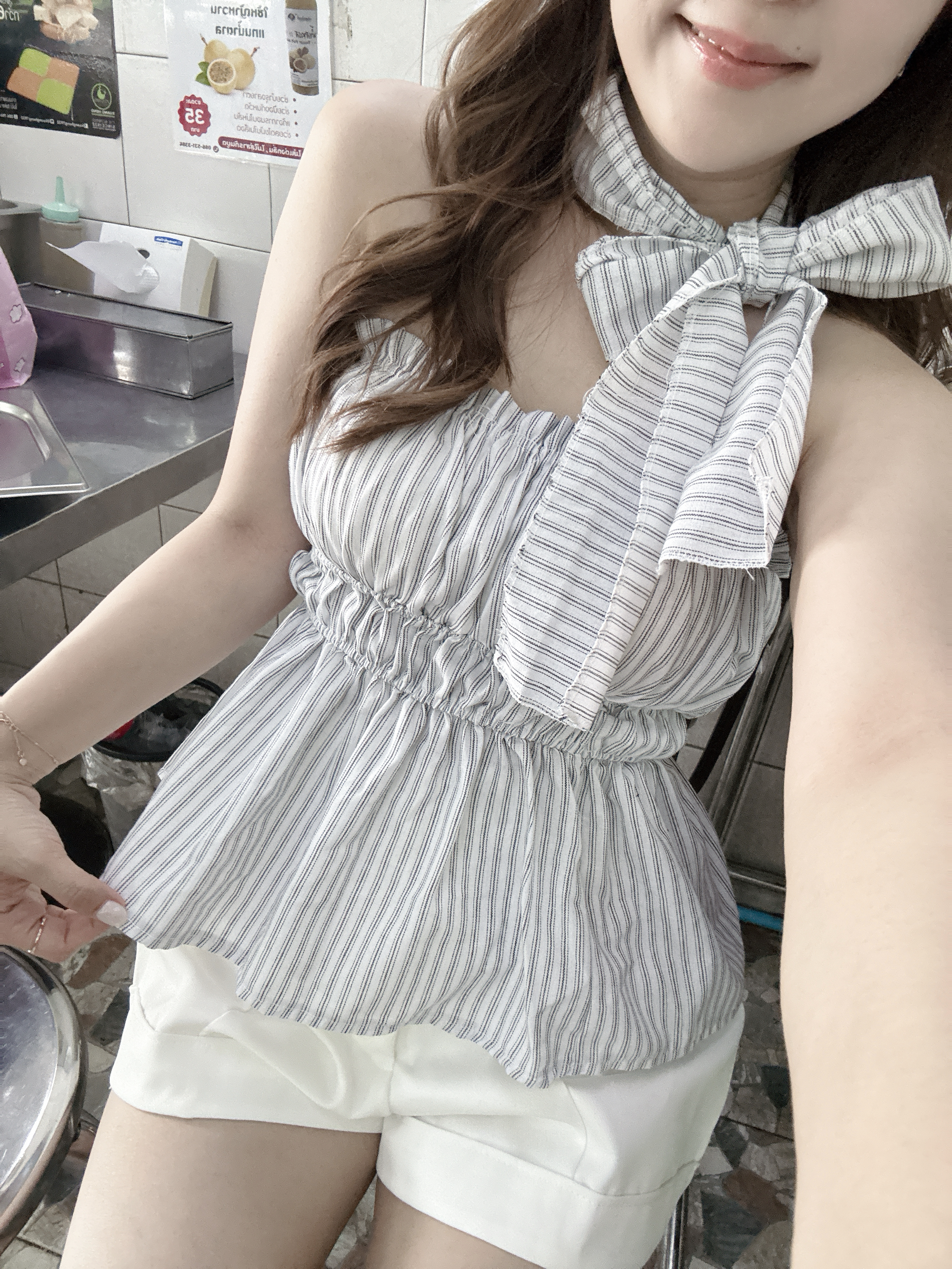 【泰國直送】平口連頸帶氣質上衣