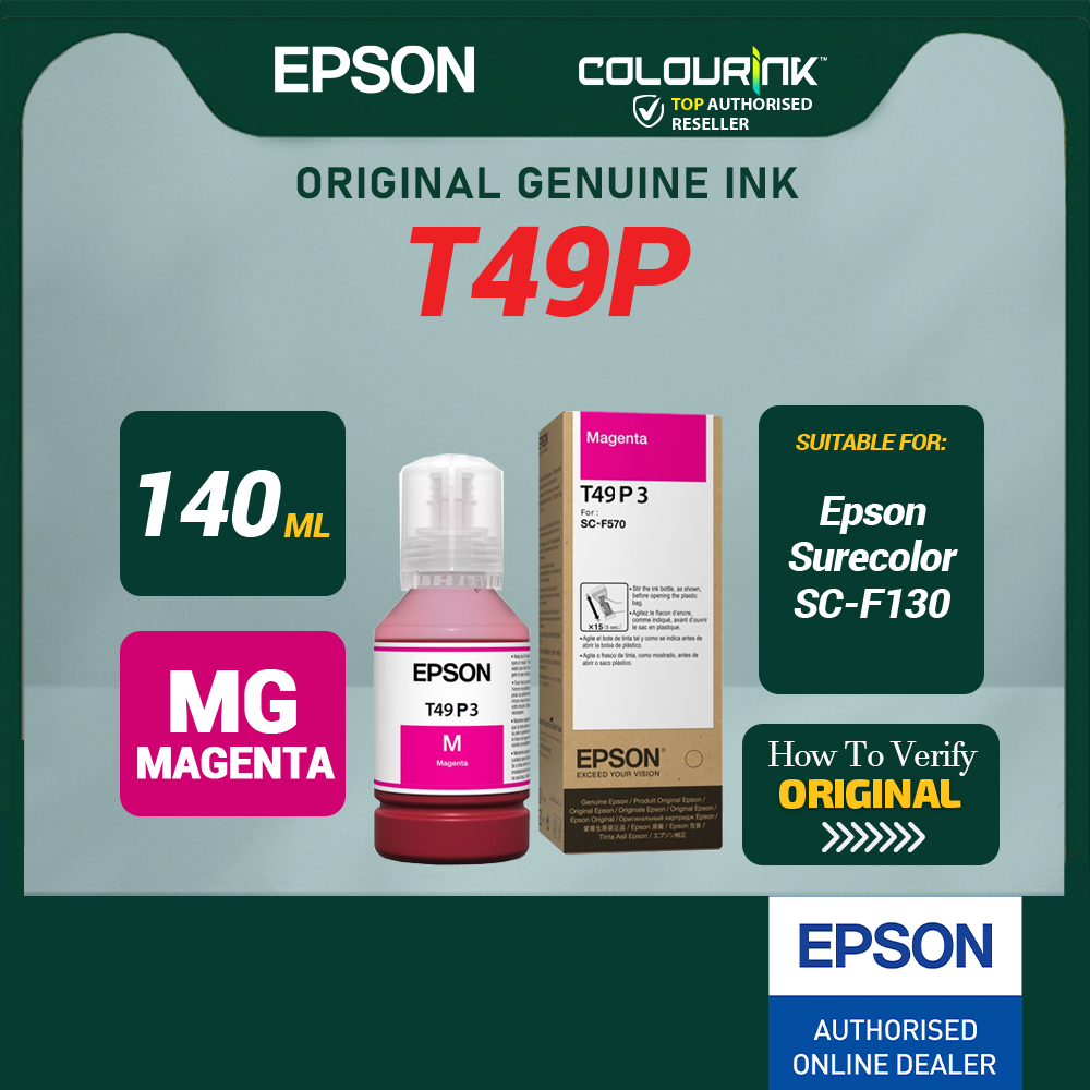 EPSON Original T49P Dye Sublimation Ink for SC-F130 SC-F530 Printer C13T49P100  C13T49P200  C13T49P300  C13T49P400