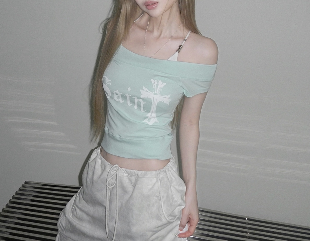 Gothic Graphic Boat Neck Short Sleeve Top