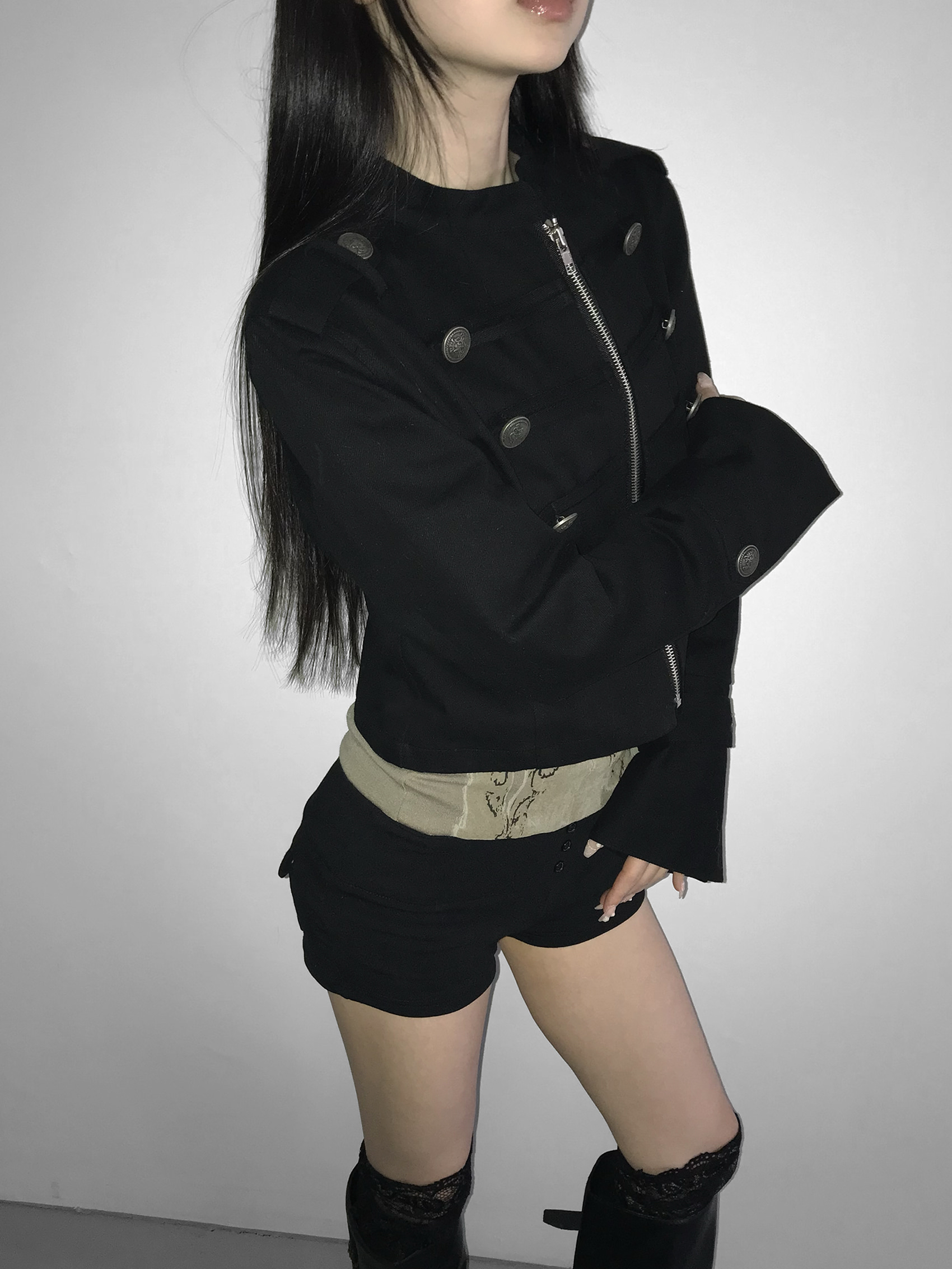 Vintage Zip Front Cropped Jacket