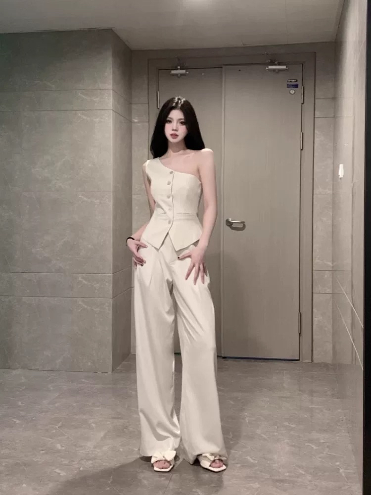 S10010 斜肩西装套装