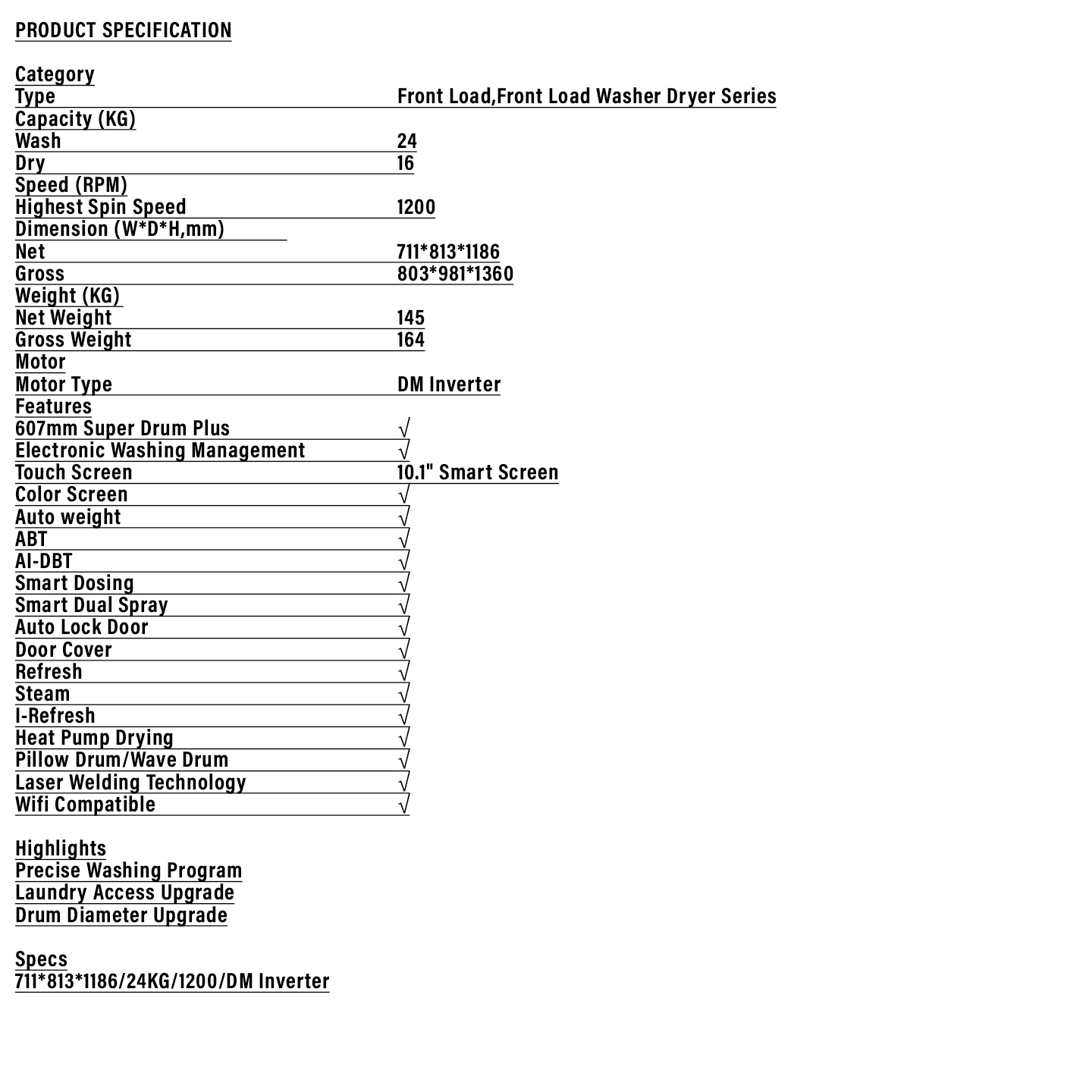 Haier 24kg/13kg Duo Drum Washer Dryer (HWD240-BD12LGNU1)