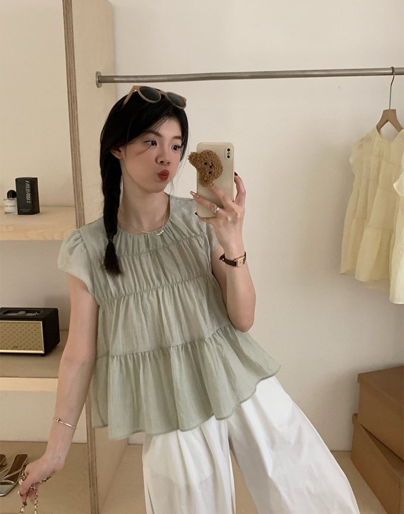 Oni Style Ruffle Blouse 韩系小衫 （ 4 colour ）