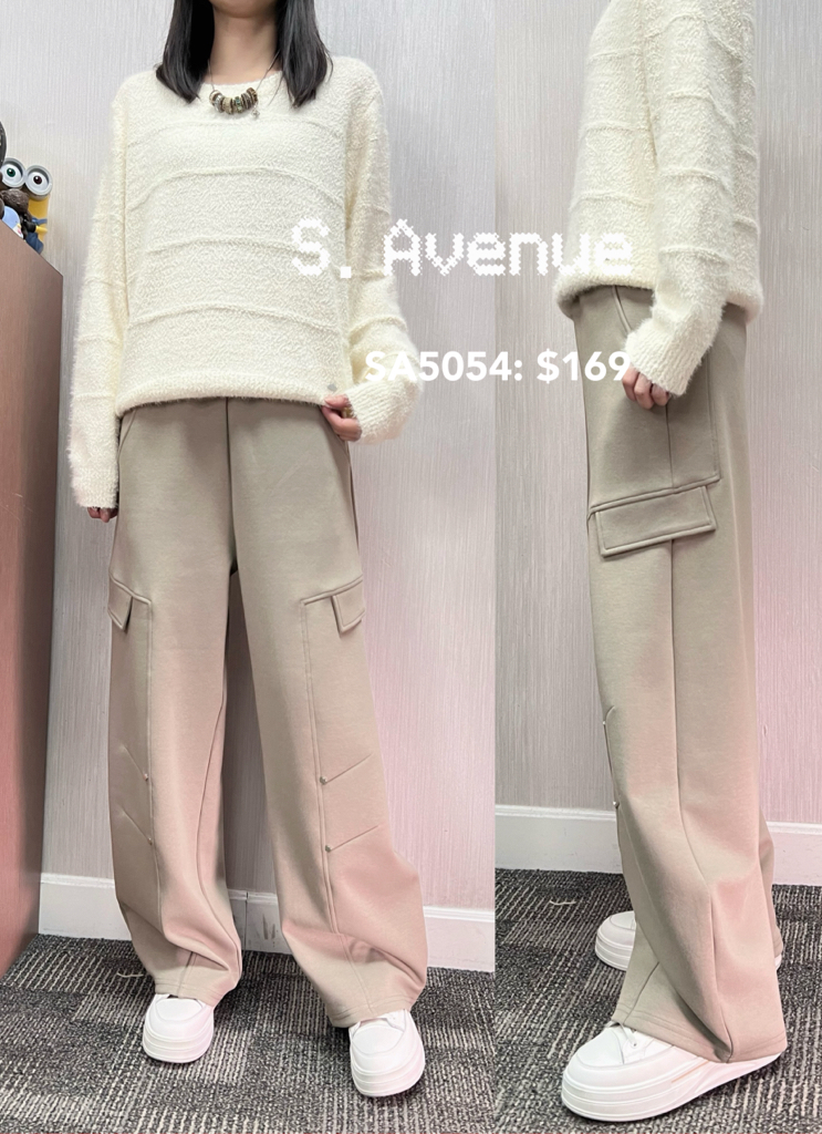 SA5054: 橡筋腰側假軍袋型款彎刀褲