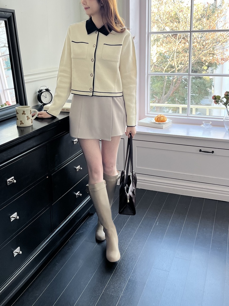 Elise Dual-Tone Cardigan (Cream)