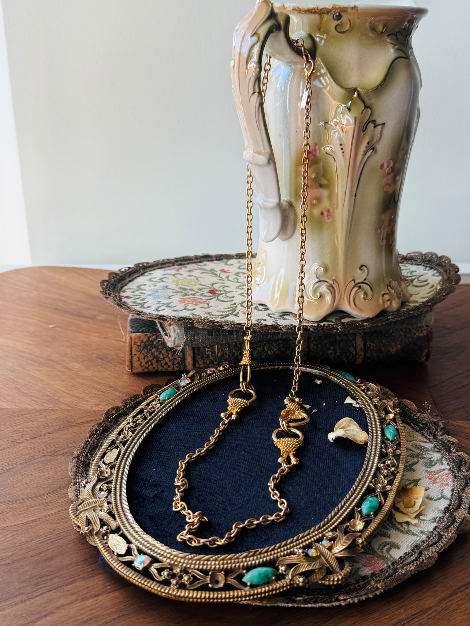 Vintage C.a. 1980s /1990s Made in Korea Rose Gold Tone "Lock" Chain Necklace(MT2654)