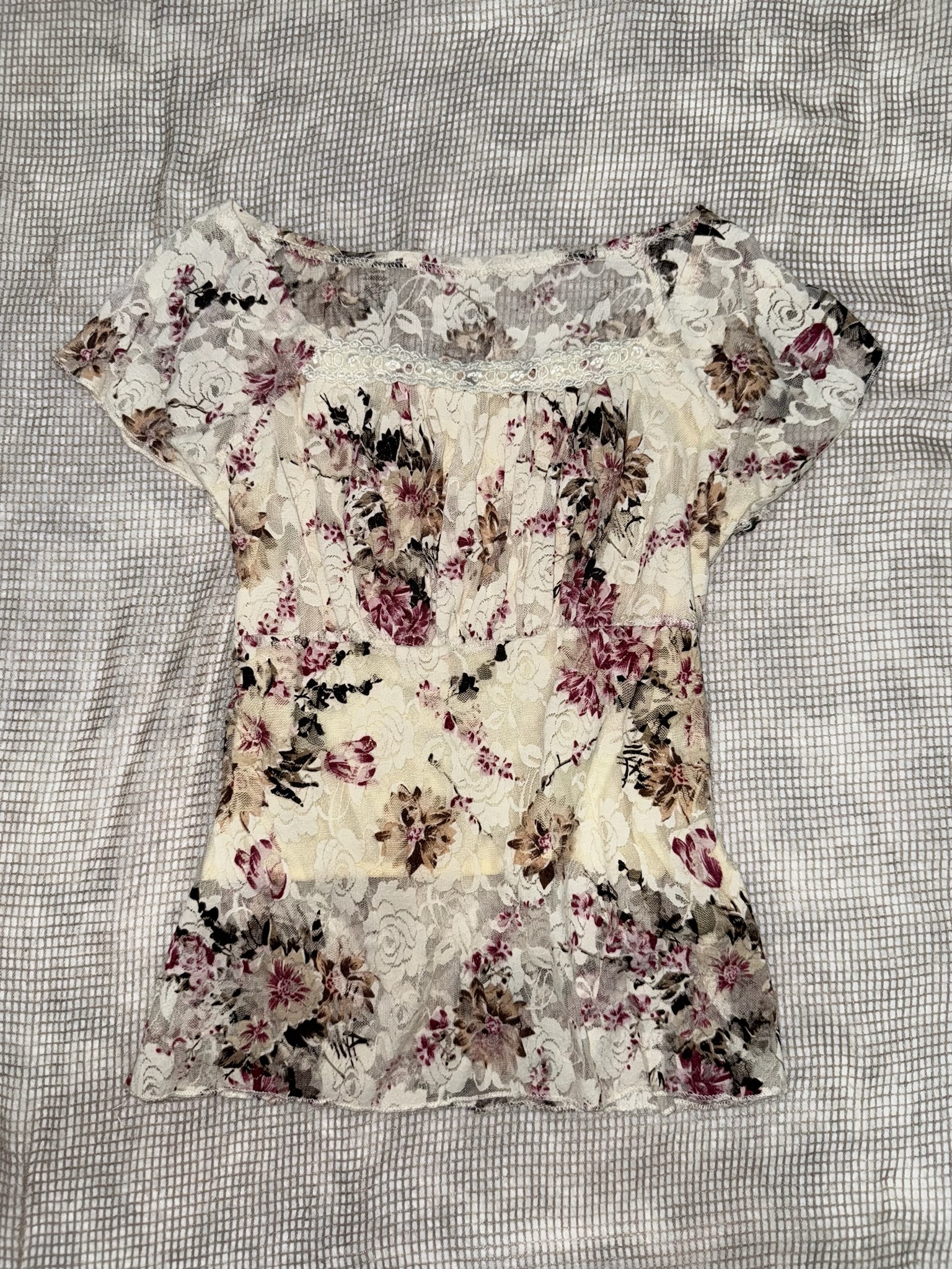 Antique Floral Lace Milkmaid Blouse
