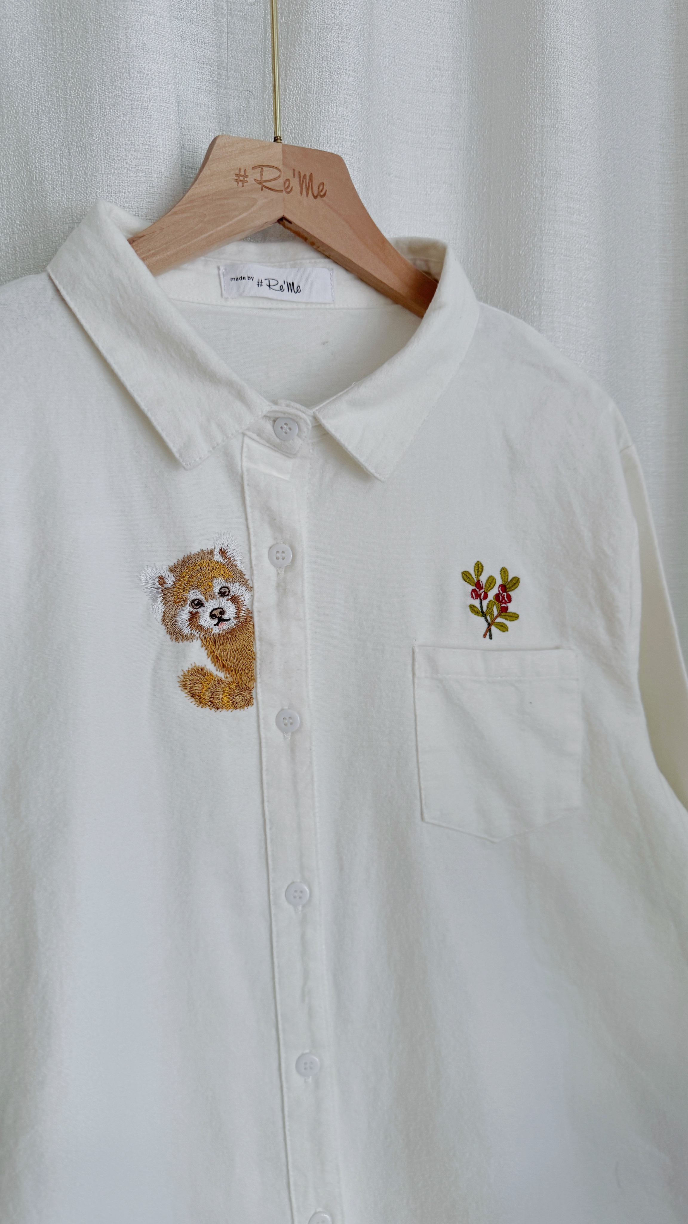 Beary Shy｜手作刺绣衬衫