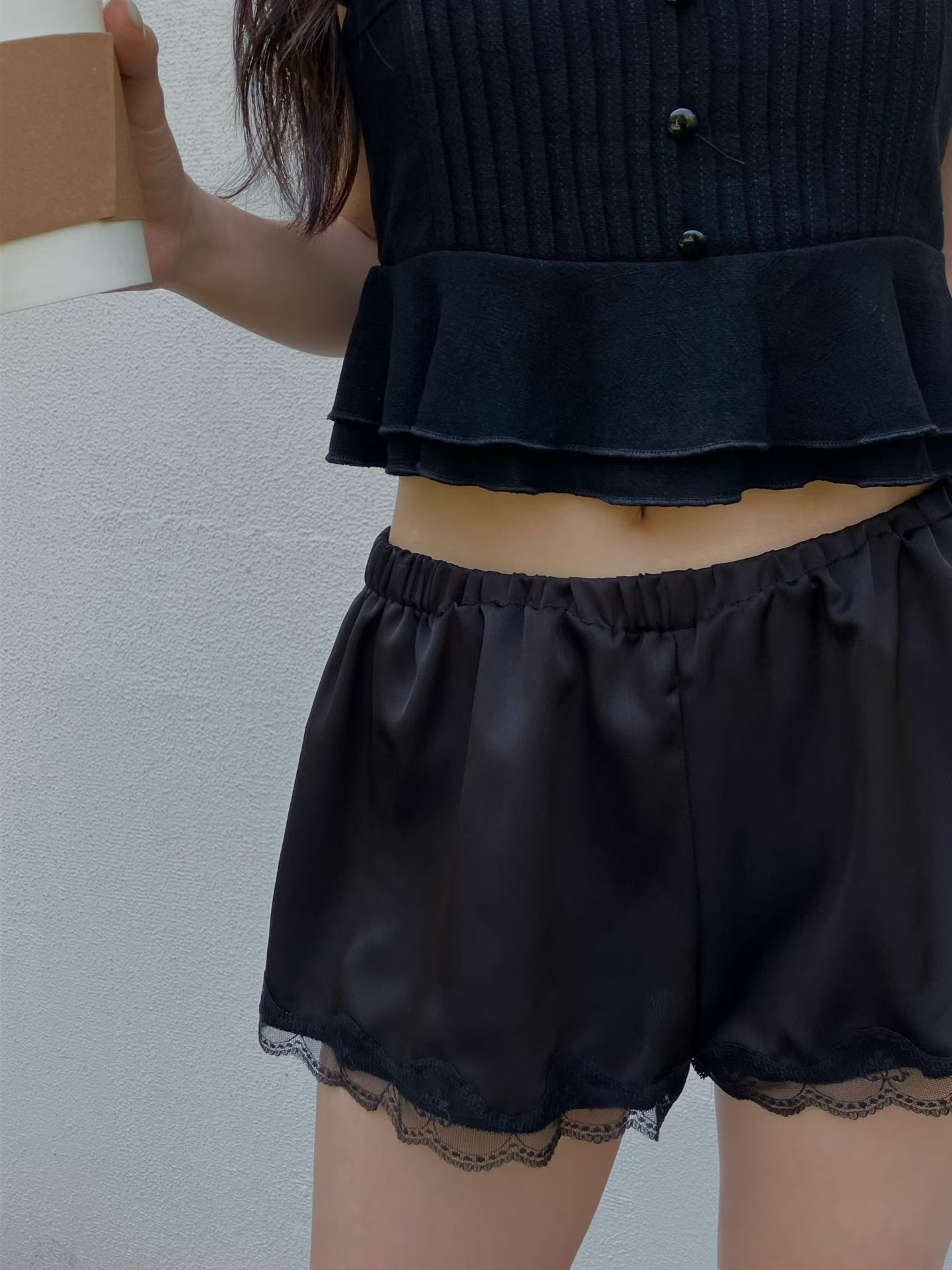 LACE-TRIM LOUNGE SHORTS