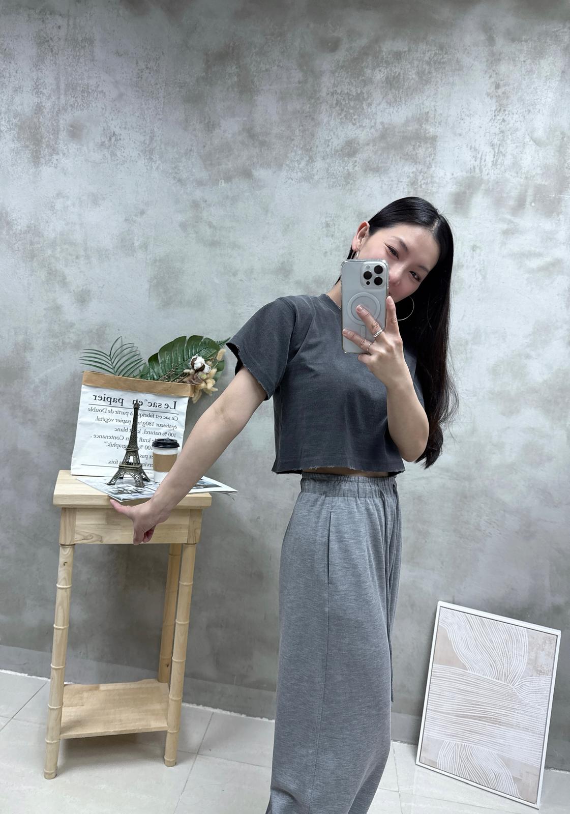 石磨爛洗水棉短Tee