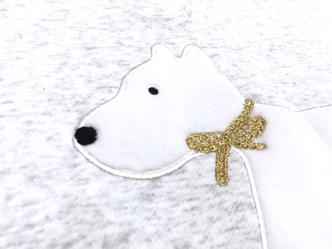 雪瑞納貼布金線刺繡小狗狗加絨衛衣 