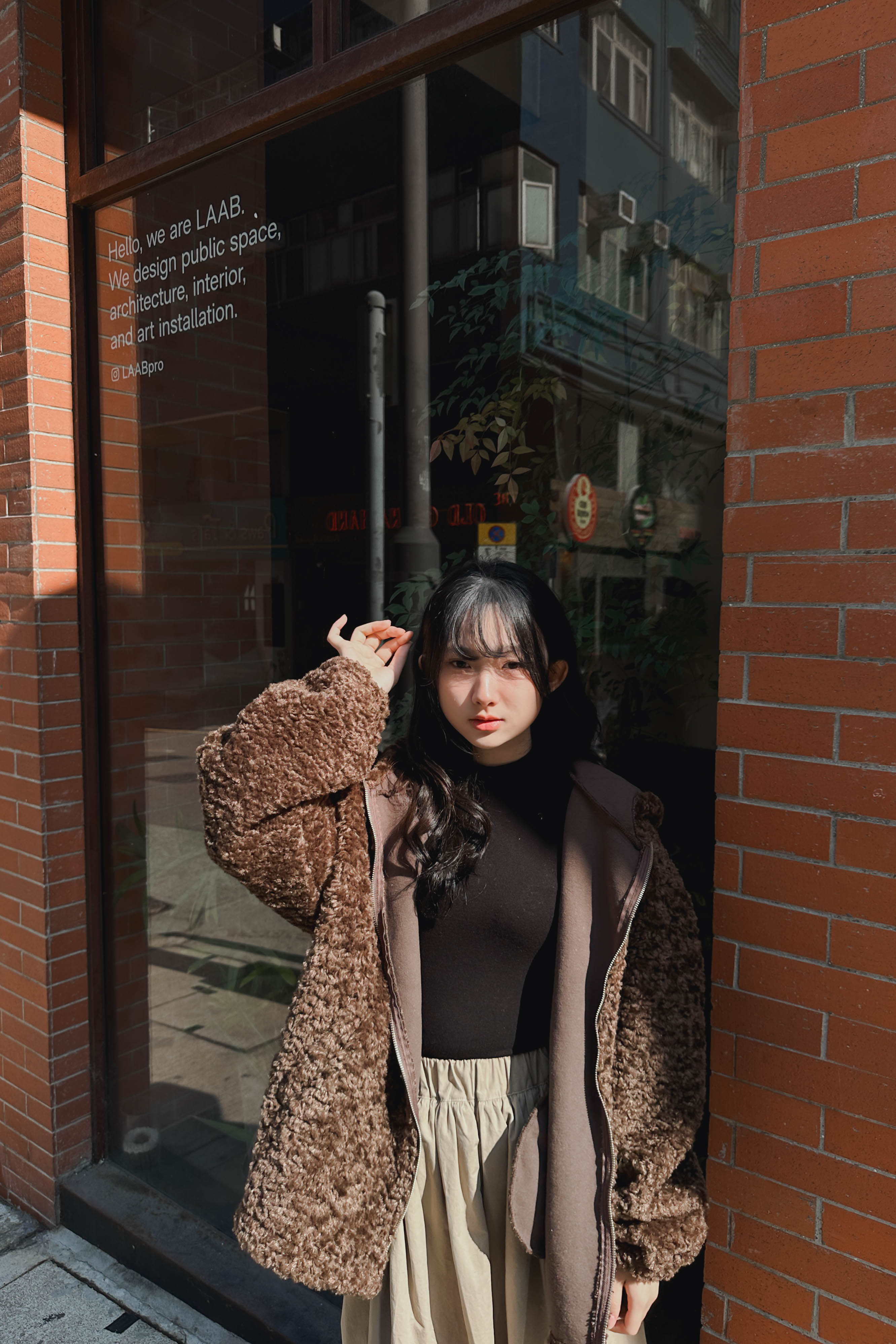 熊熊連帽中長外套 (兩色入)