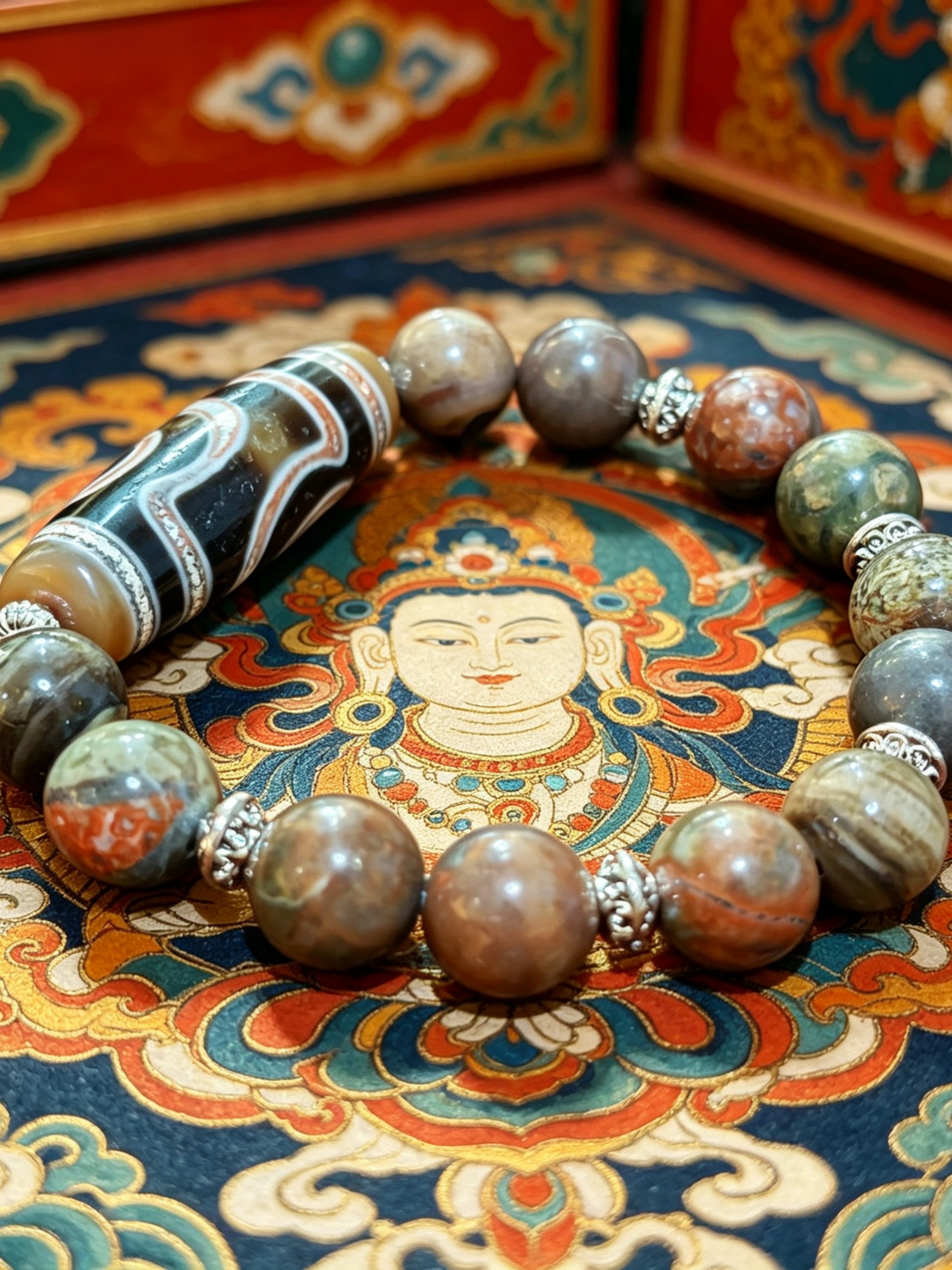 「朱砂二眼天珠」26043