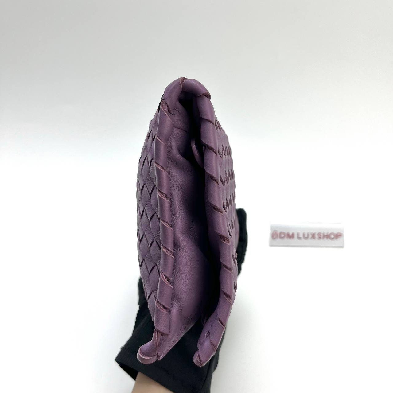 BV Intrecciato Turn Lock Clutch Purple