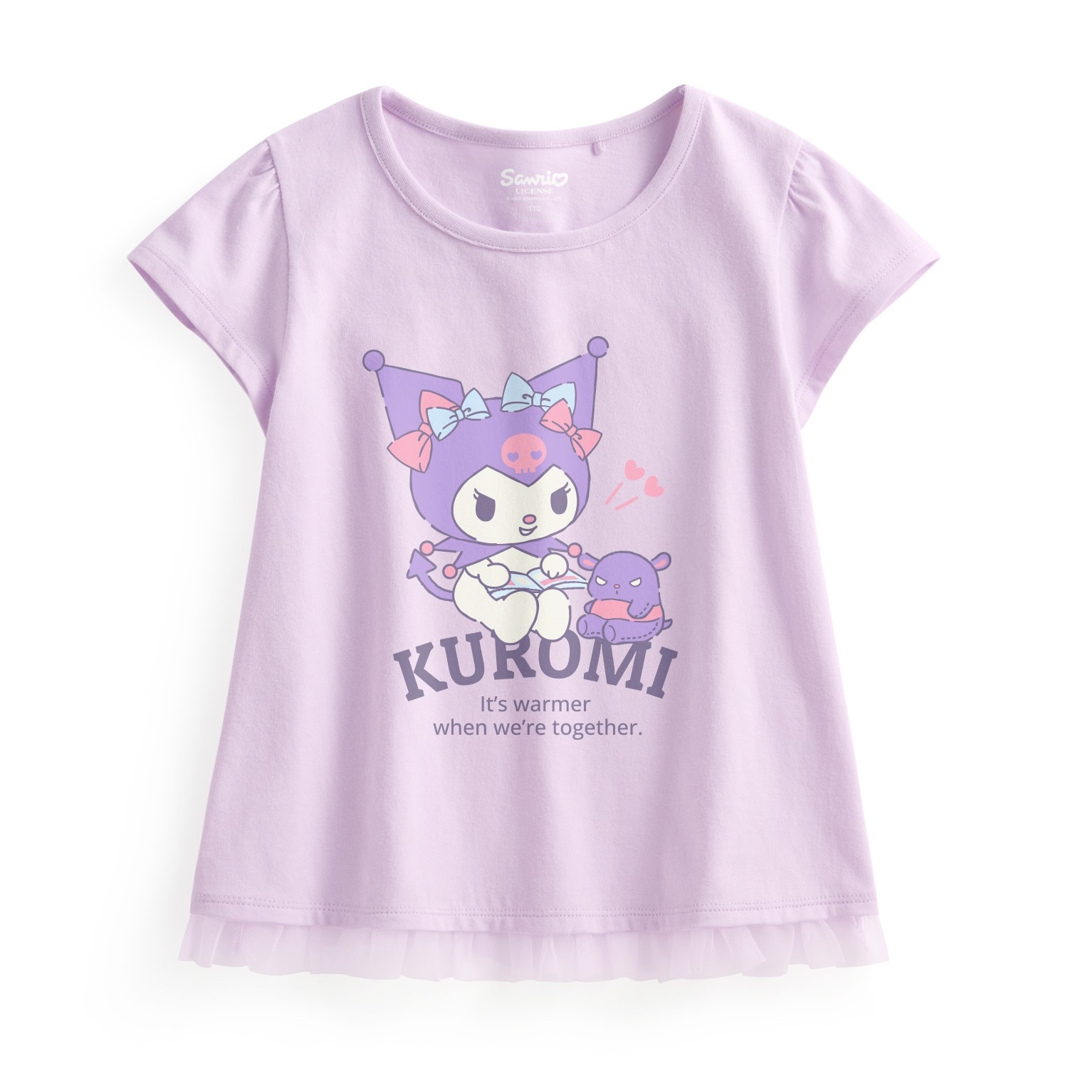 💚預訂 台灣直送💚Kuromi印花網紗拼接純棉短袖T恤