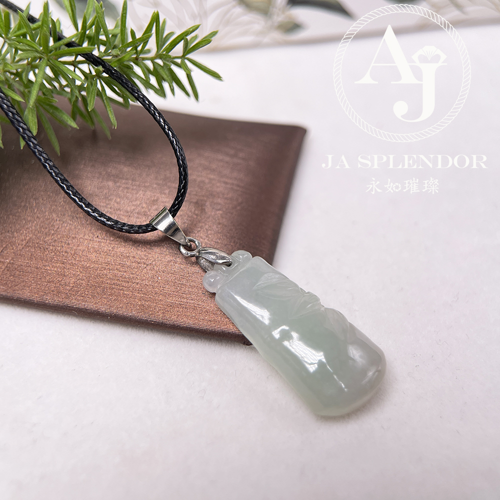 JN-527 天然翡翠A玉 竹報平安吊墜