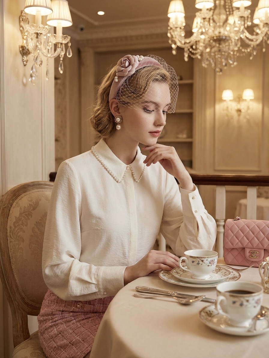  Bespoke Vintage 84顆珍珠點綴公主白禮服