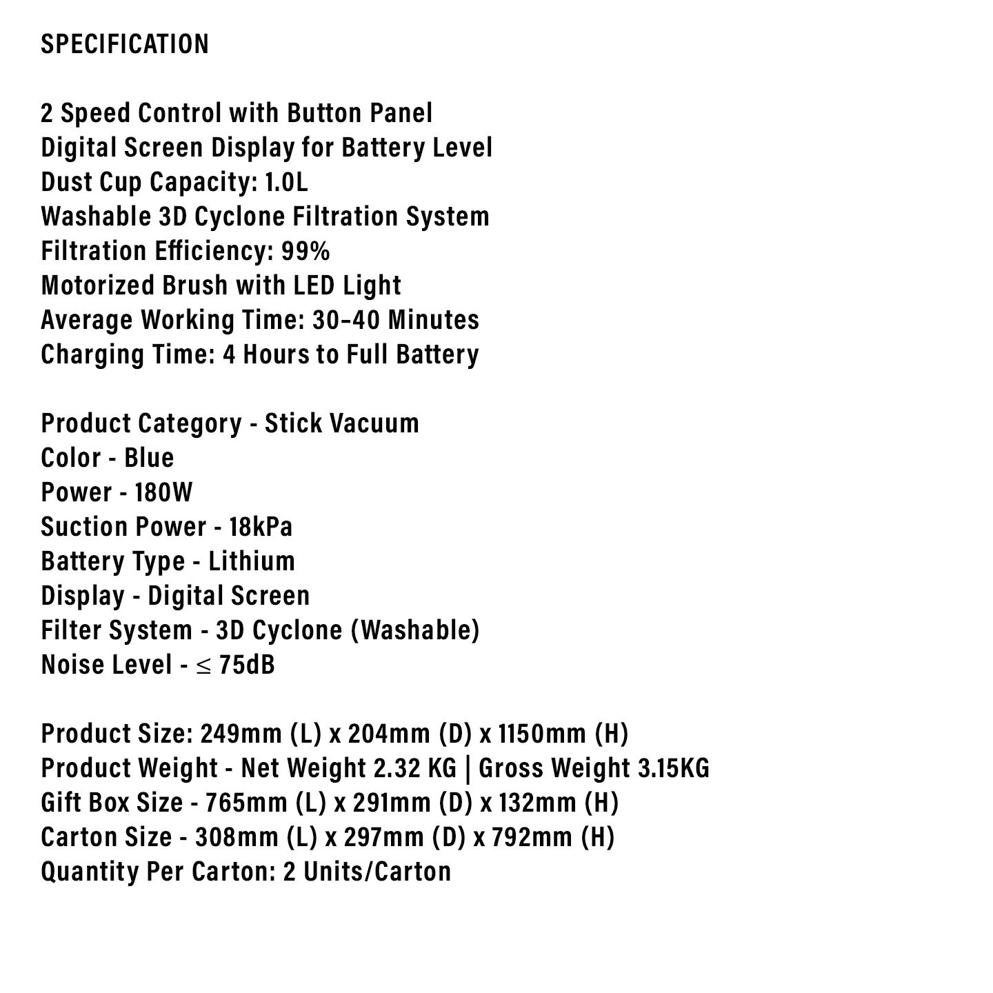 Faber 1.0L Cordless Vacuum FVC X CYCLONE 151