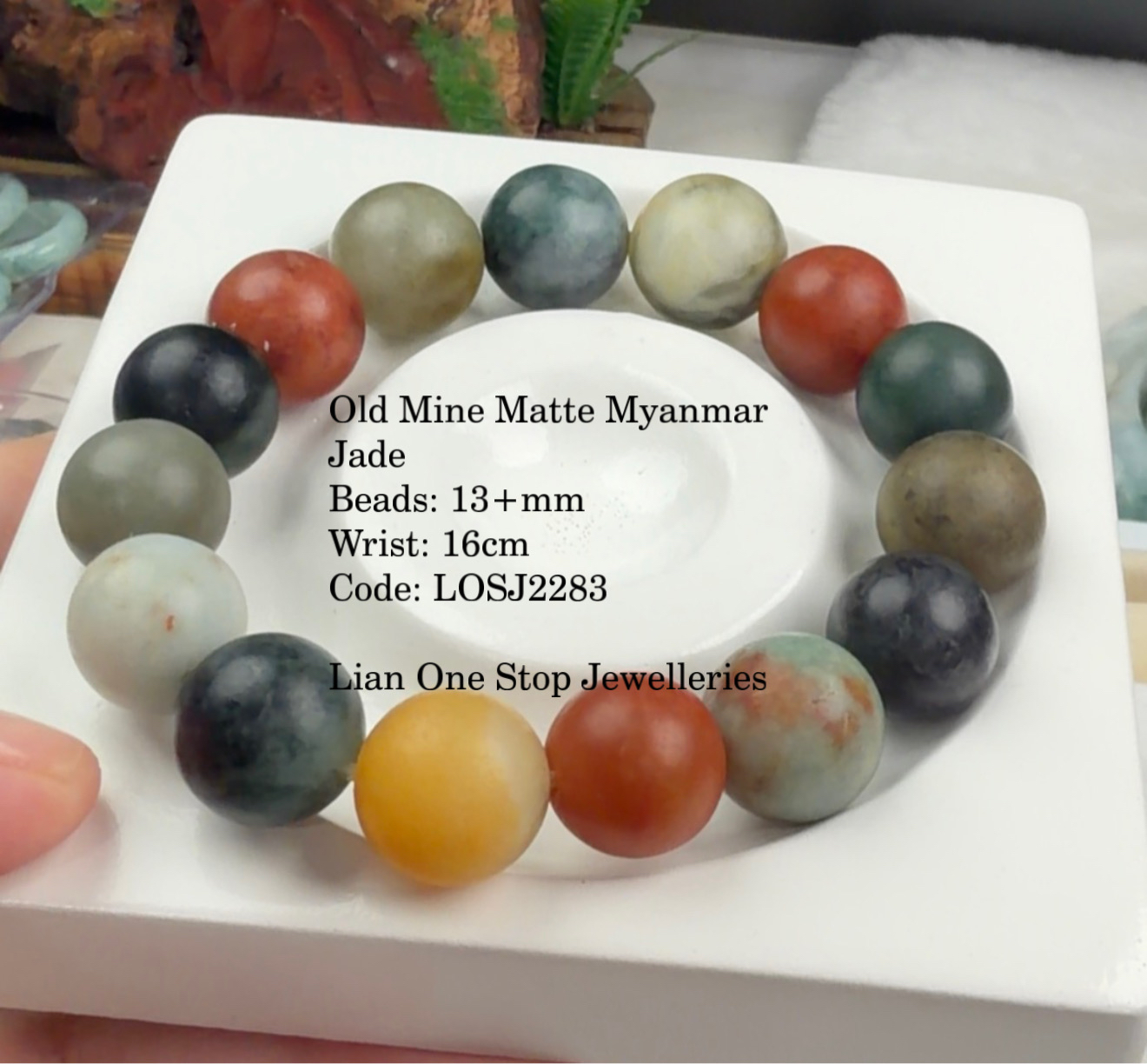 Code: LOSJ2283 Old Mine Matte Myanmar Jade 13+mm