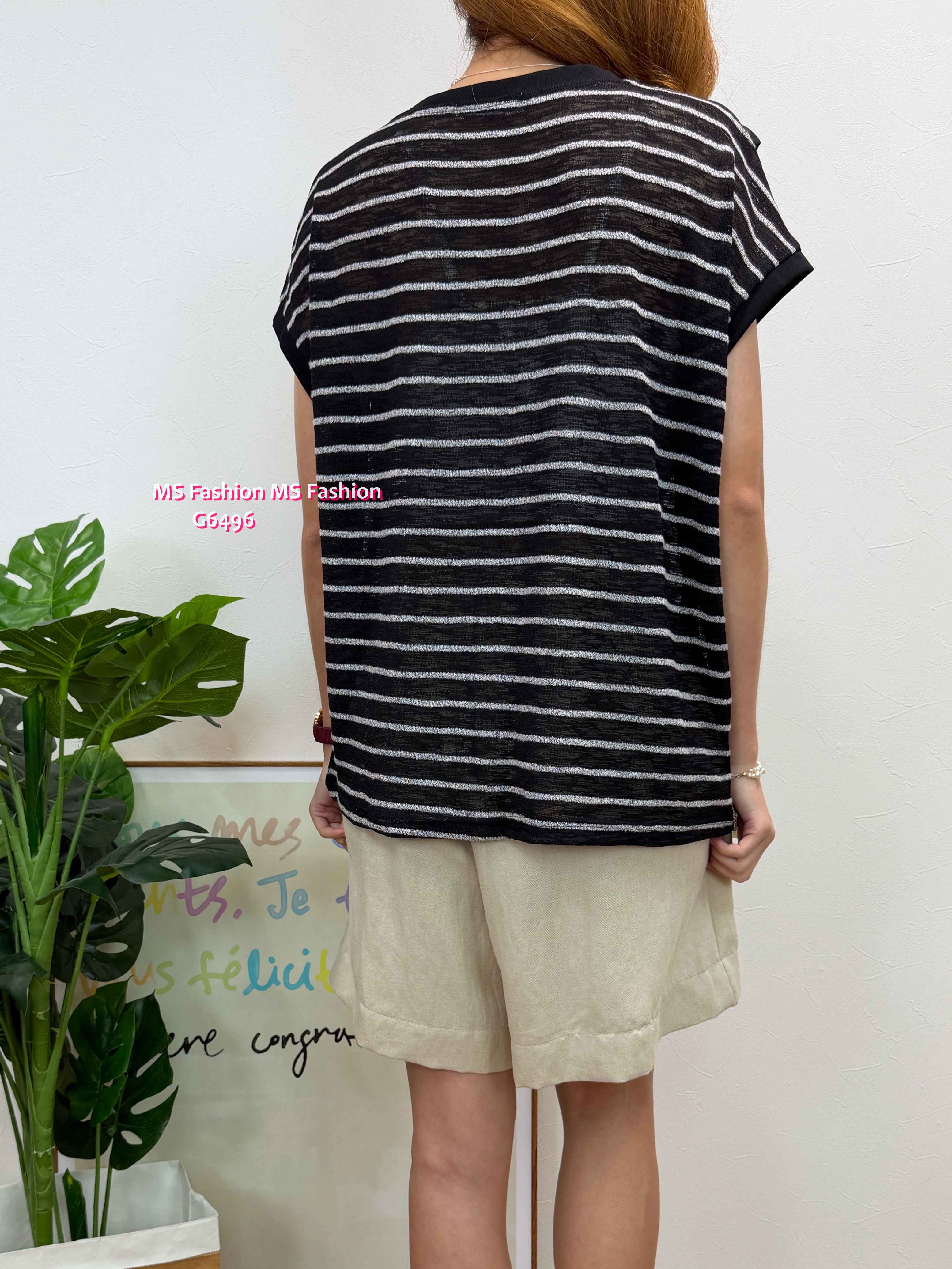 G6496 特色衫腳拼ruffle top