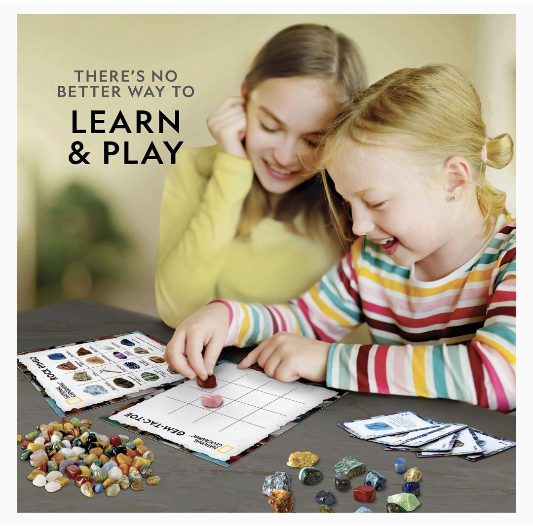 【礦石學習玩具】National Geographic Rock & Mineral Game Set 礦石遊戲套裝 STEM學習遊戲｜親子桌遊 岩石寶石收藏 8歲以上｜Vbuy